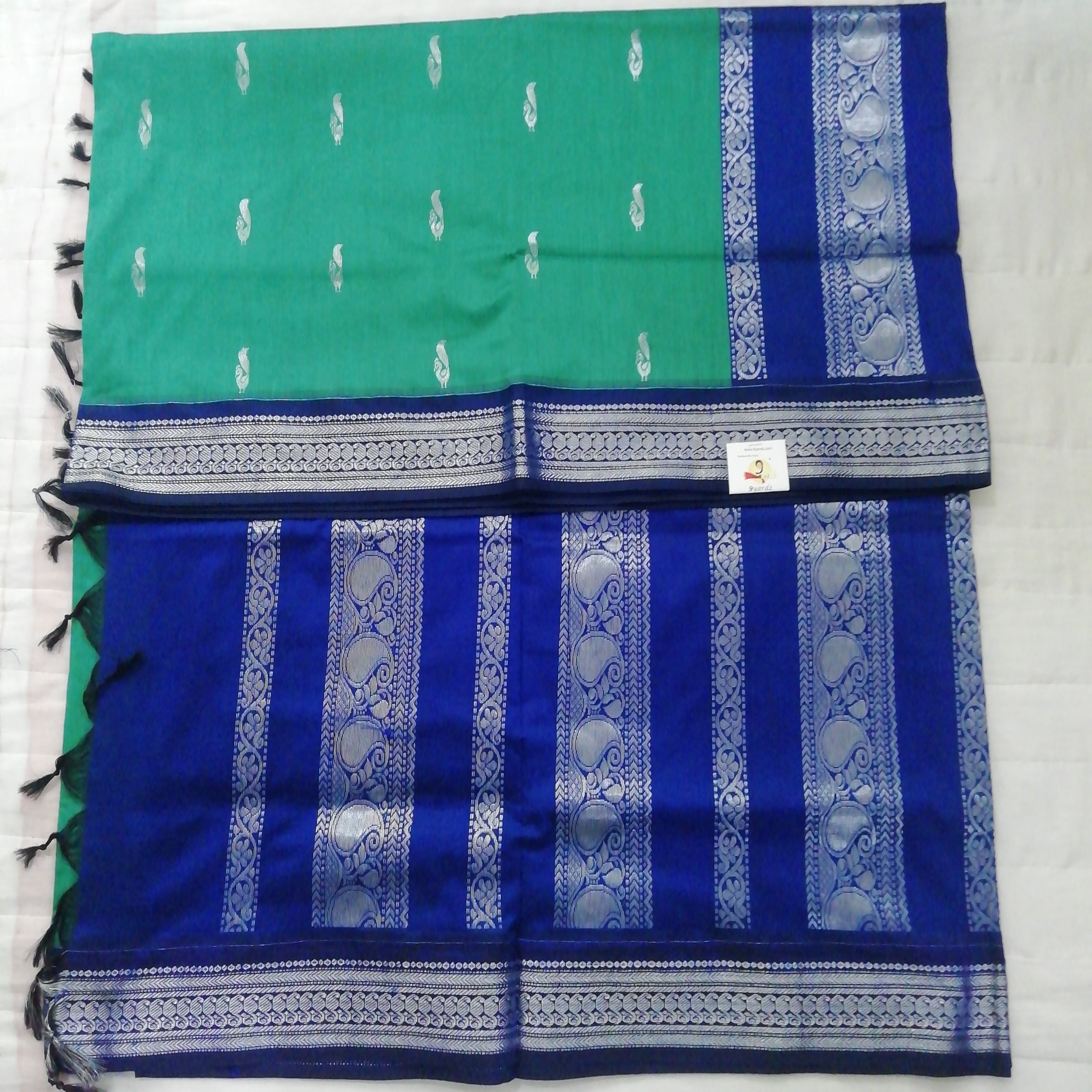 Kalyani cotton Silver zari 6yardz