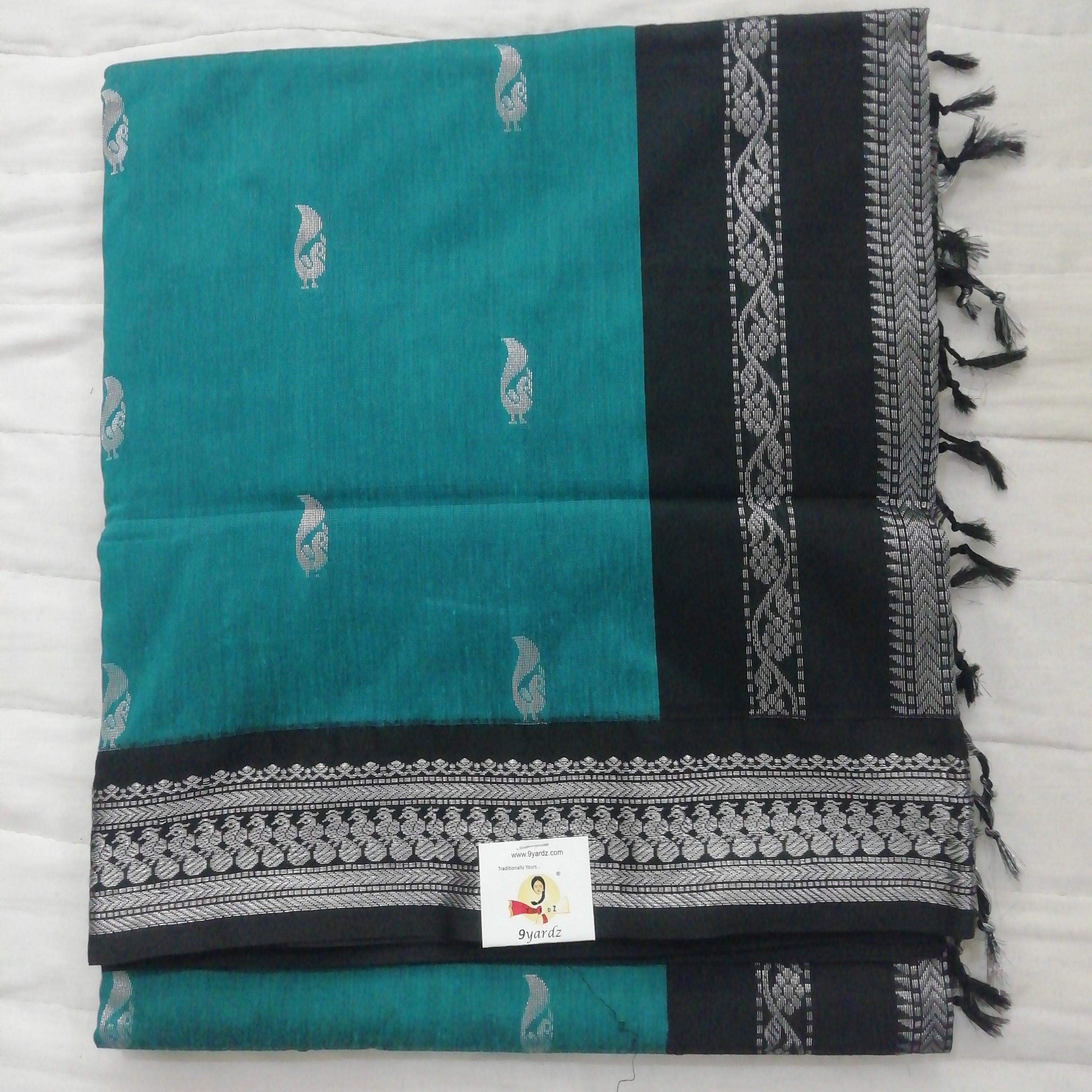 Kalyani cotton Silver zari 6yardz
