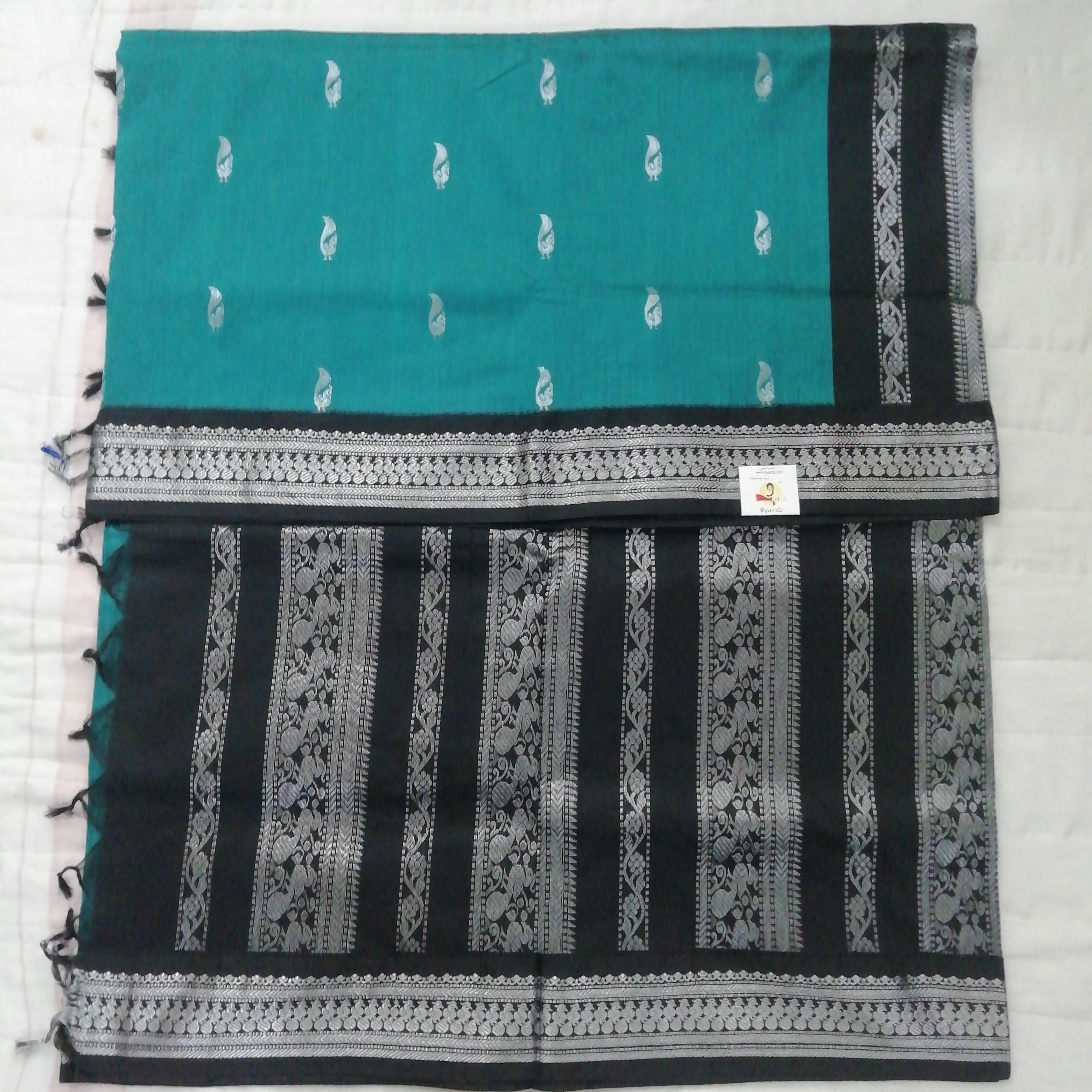Kalyani cotton Silver zari 6yardz