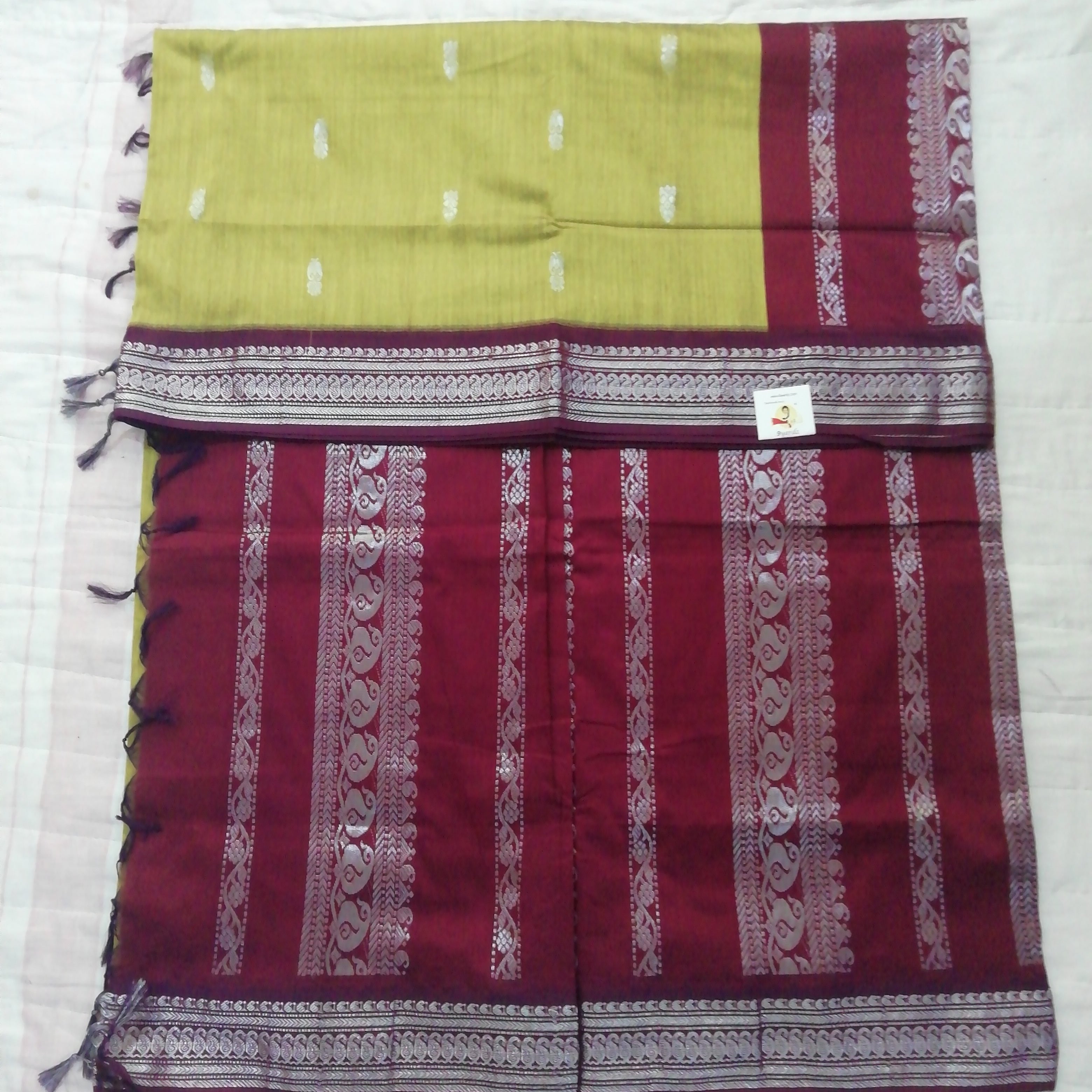 Kalyani cotton Silver zari 6yardz