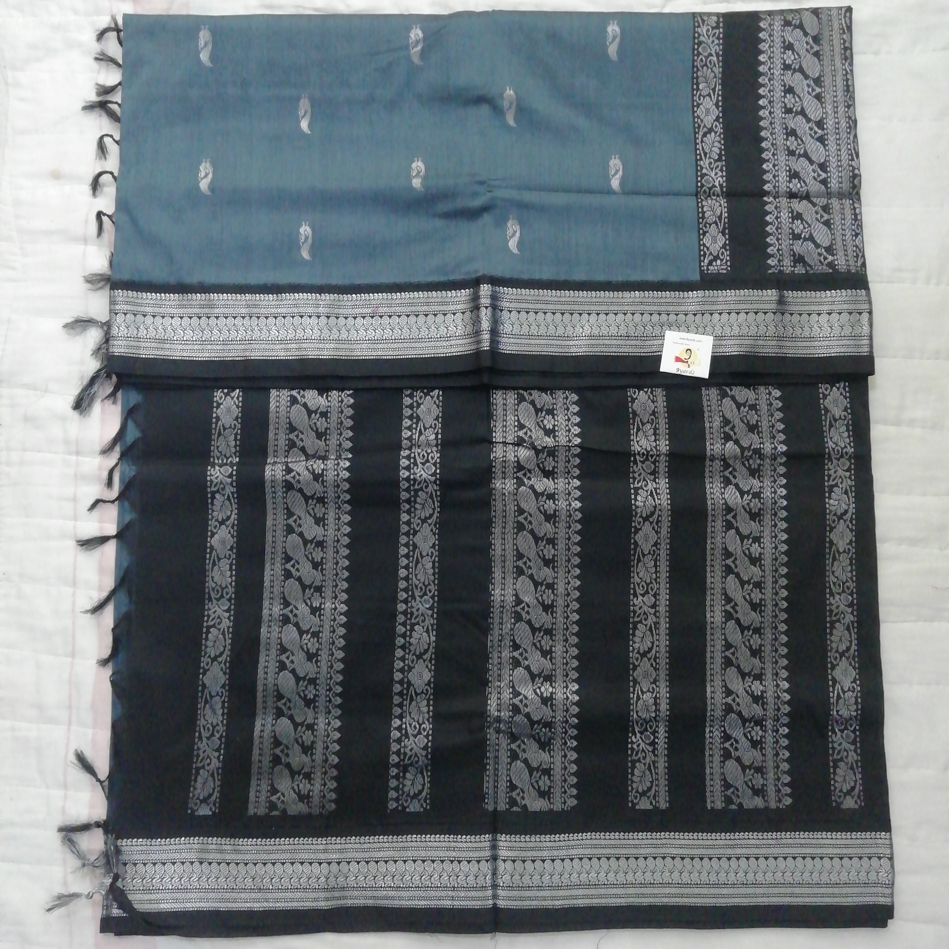 Kalyani cotton Silver zari 6yardz
