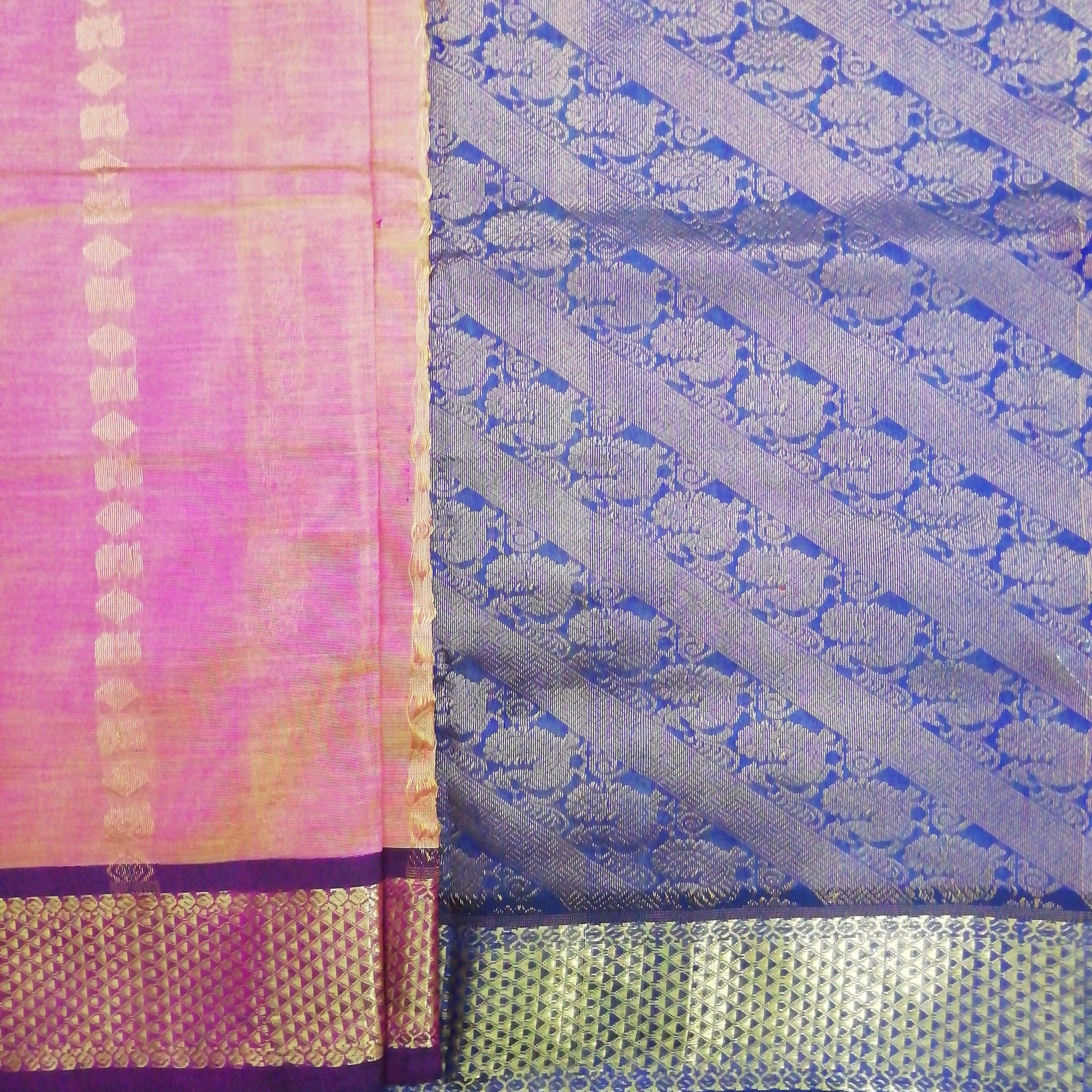 Pure silk cotton- Reverse Pallu- Semi Korvai