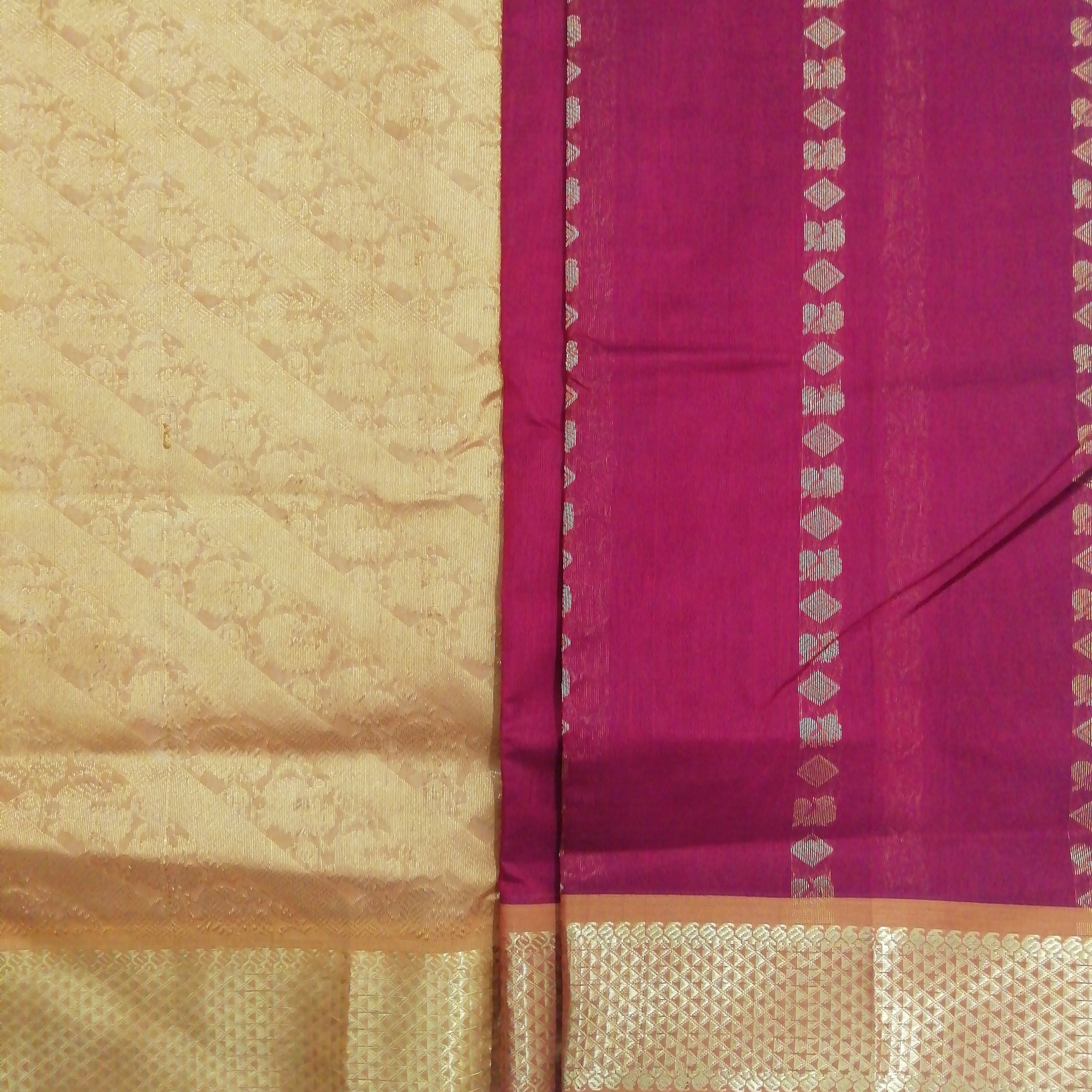 Pure silk cotton- Reverse Pallu- Semi Korvai