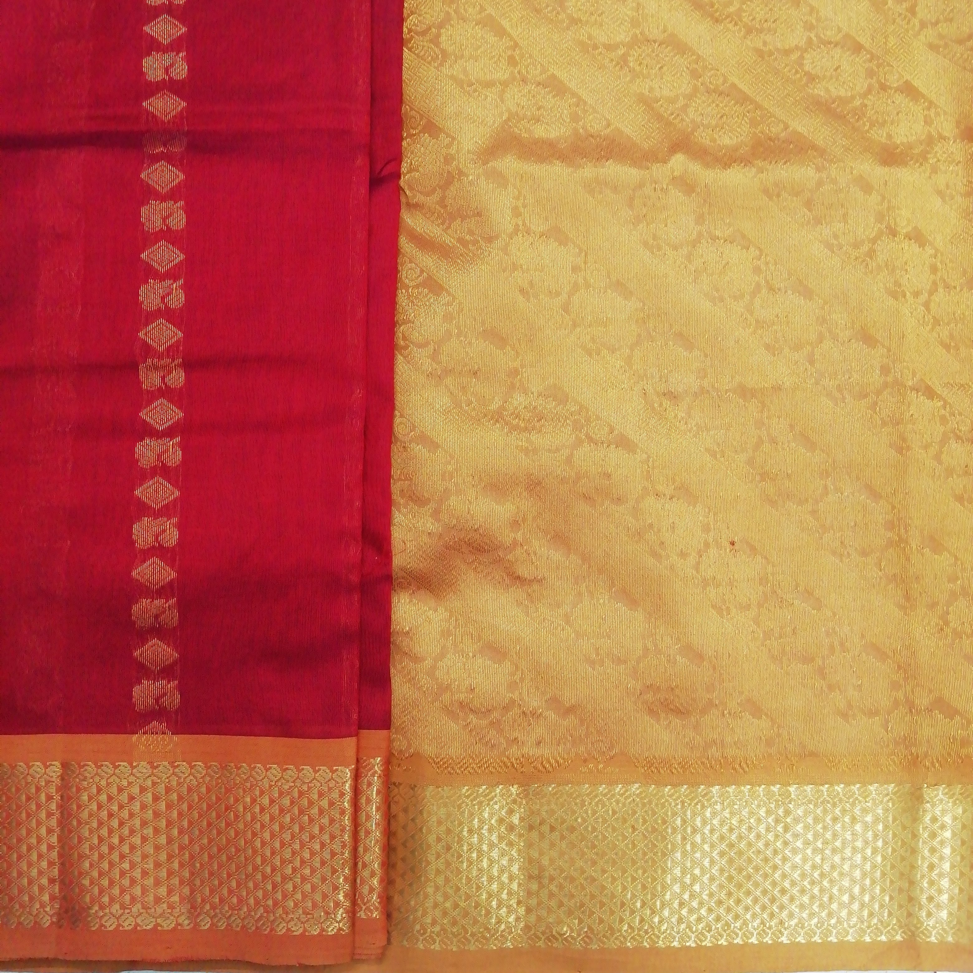 Pure silk cotton- Reverse Pallu- Semi Korvai
