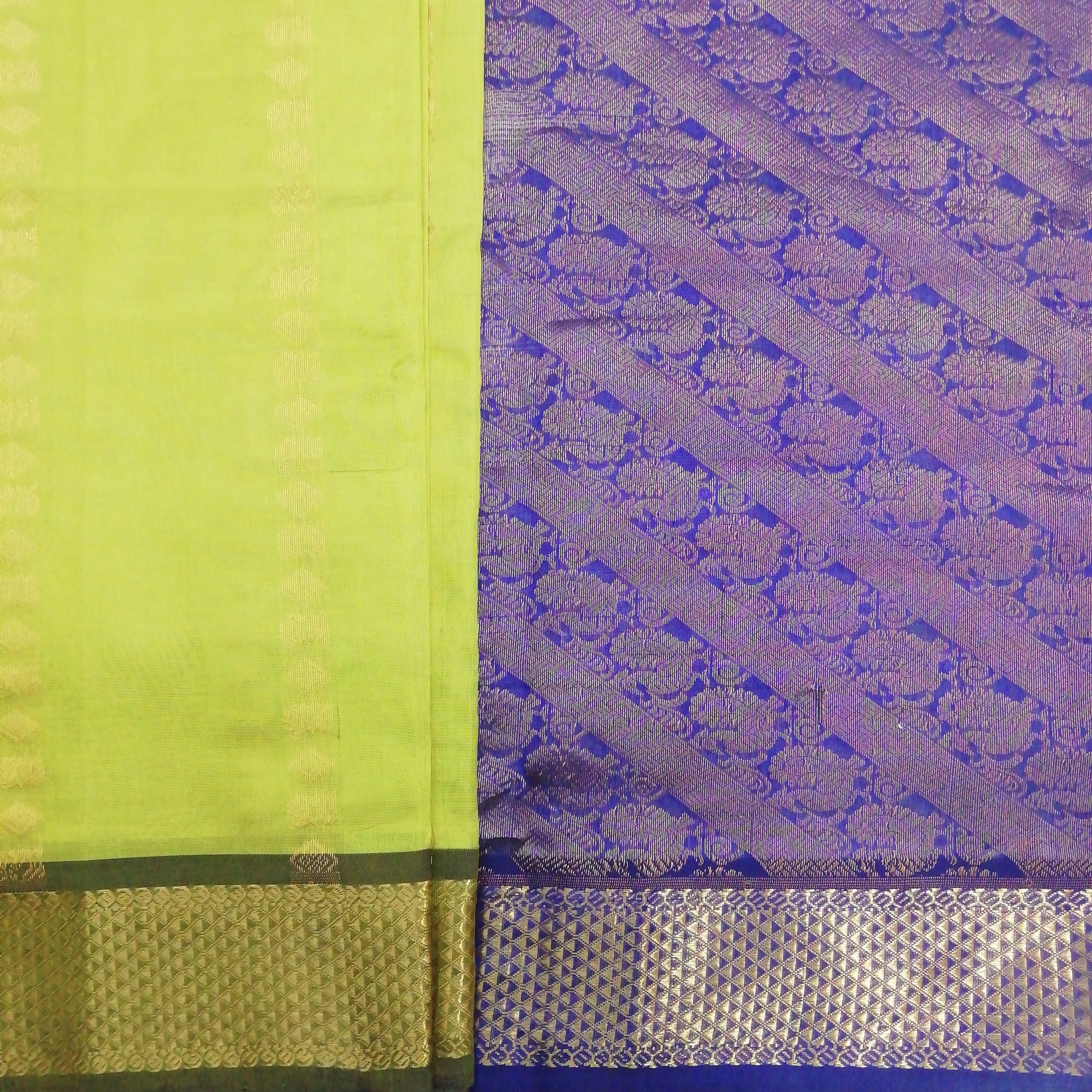 Pure silk cotton- Reverse Pallu- Semi Korvai