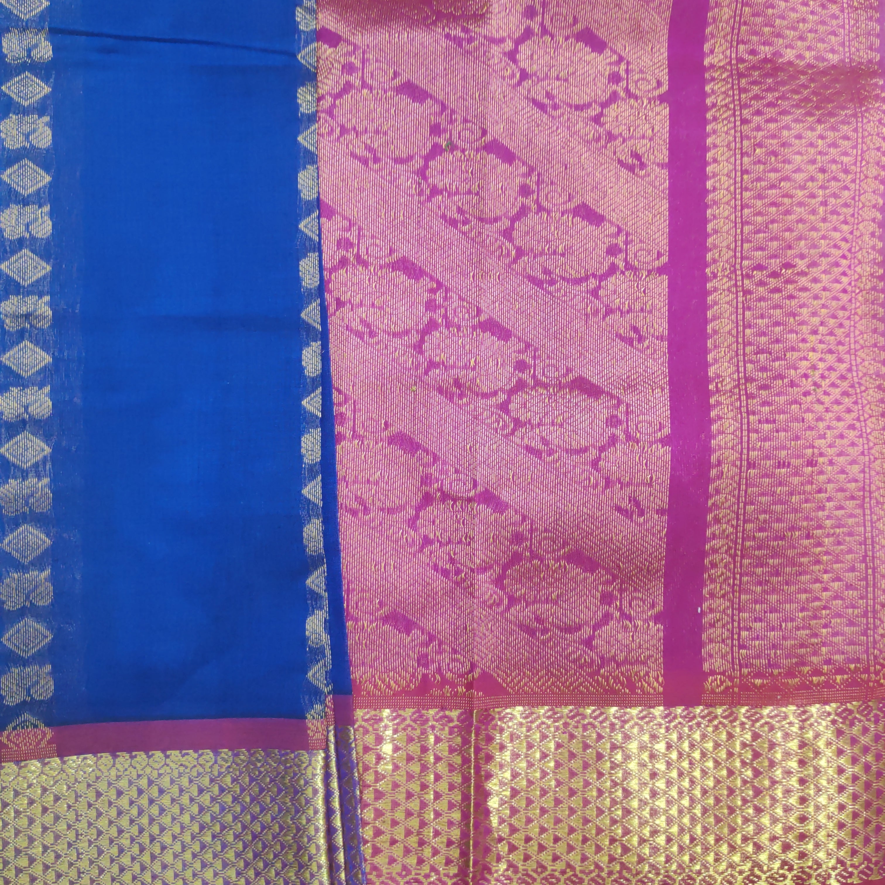 Pure silk cotton- Reverse Pallu- Semi Korvai