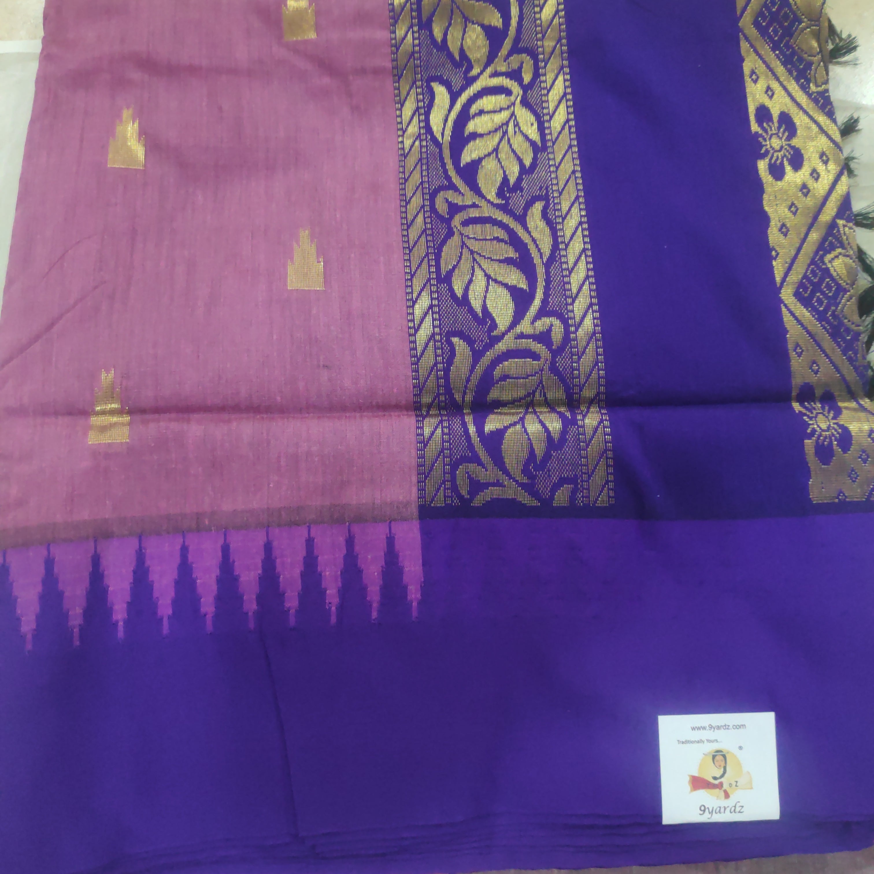 Kalyani cotton Golden zari 6yardz