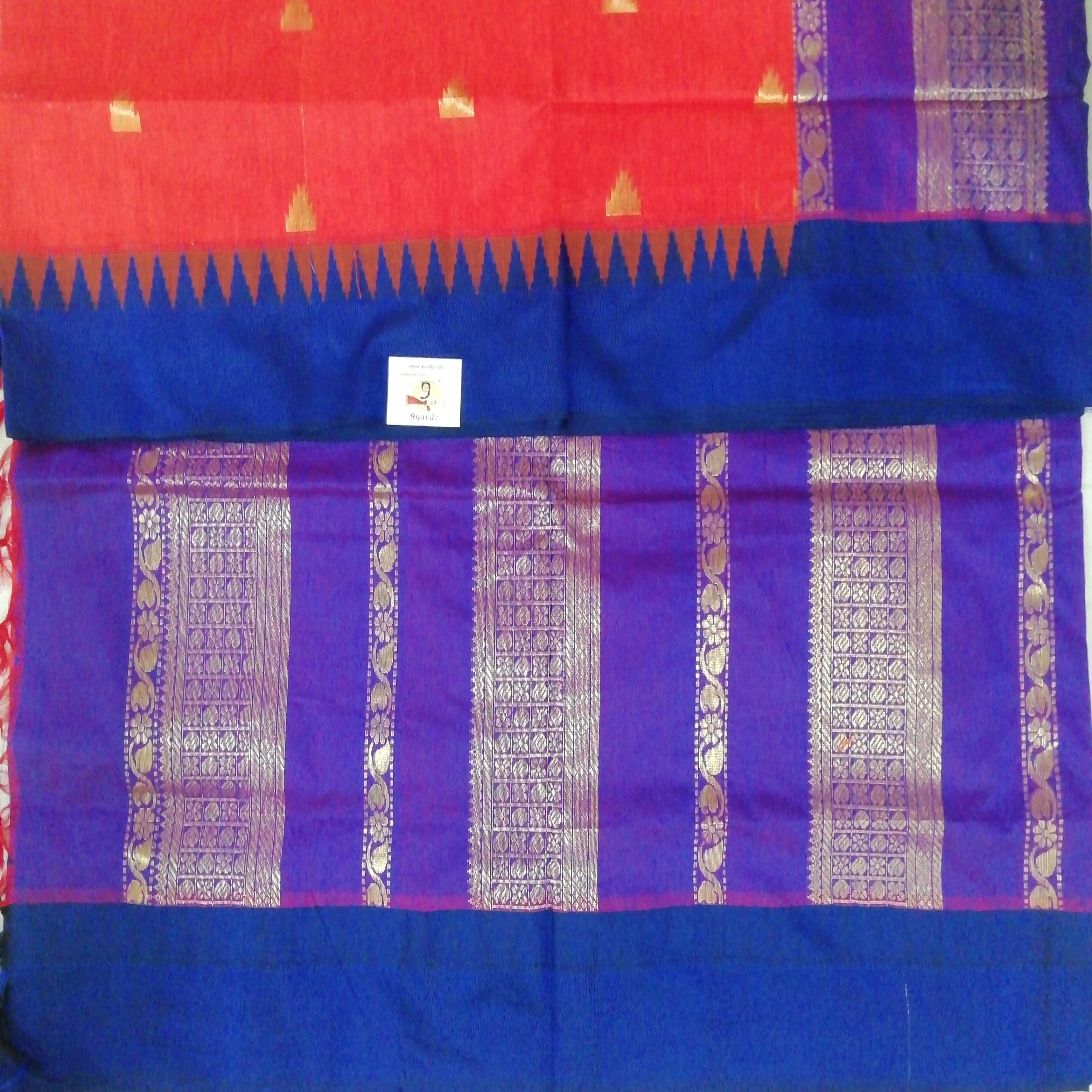 Kalyani cotton Golden zari 6yardz