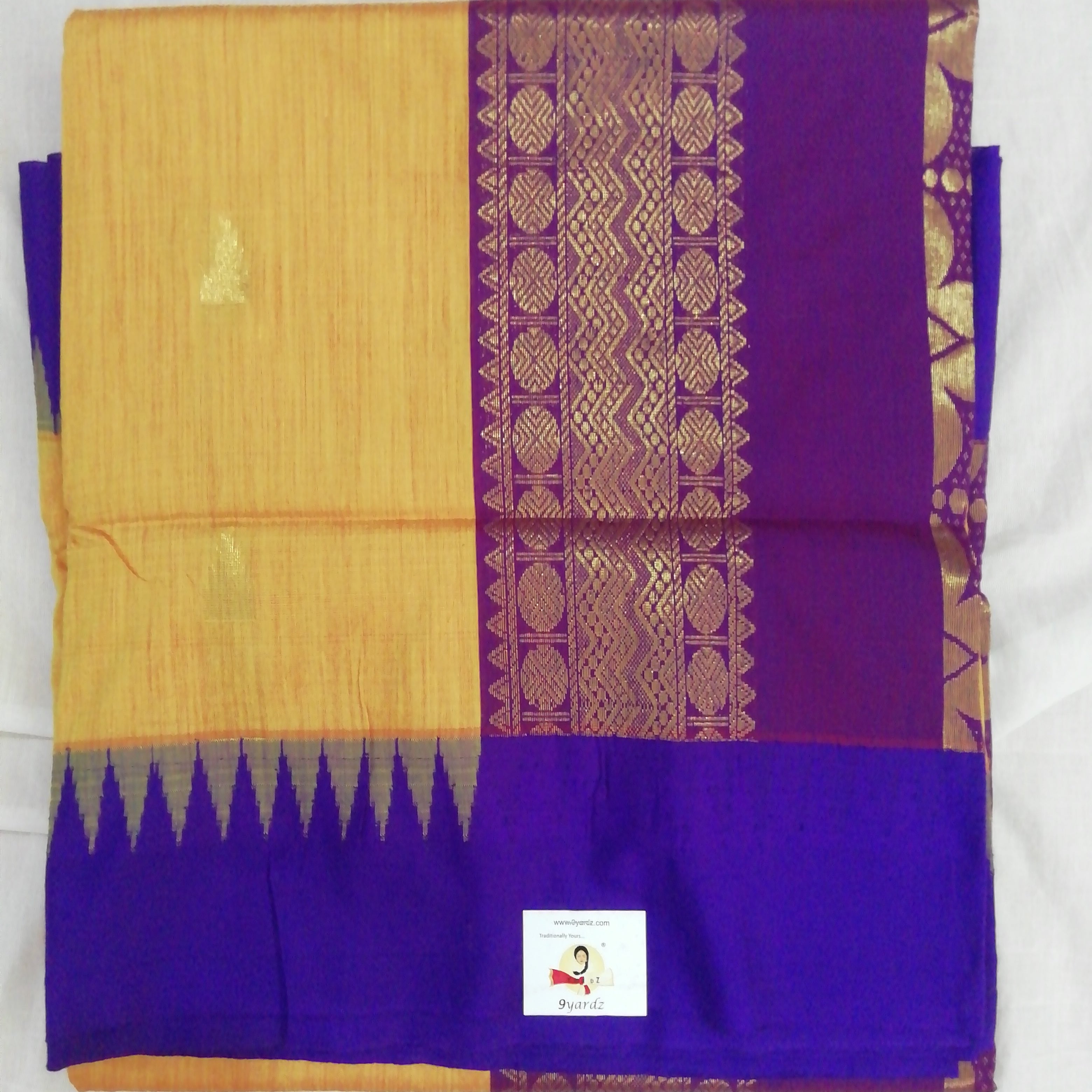 Kalyani cotton Golden zari 6yardz