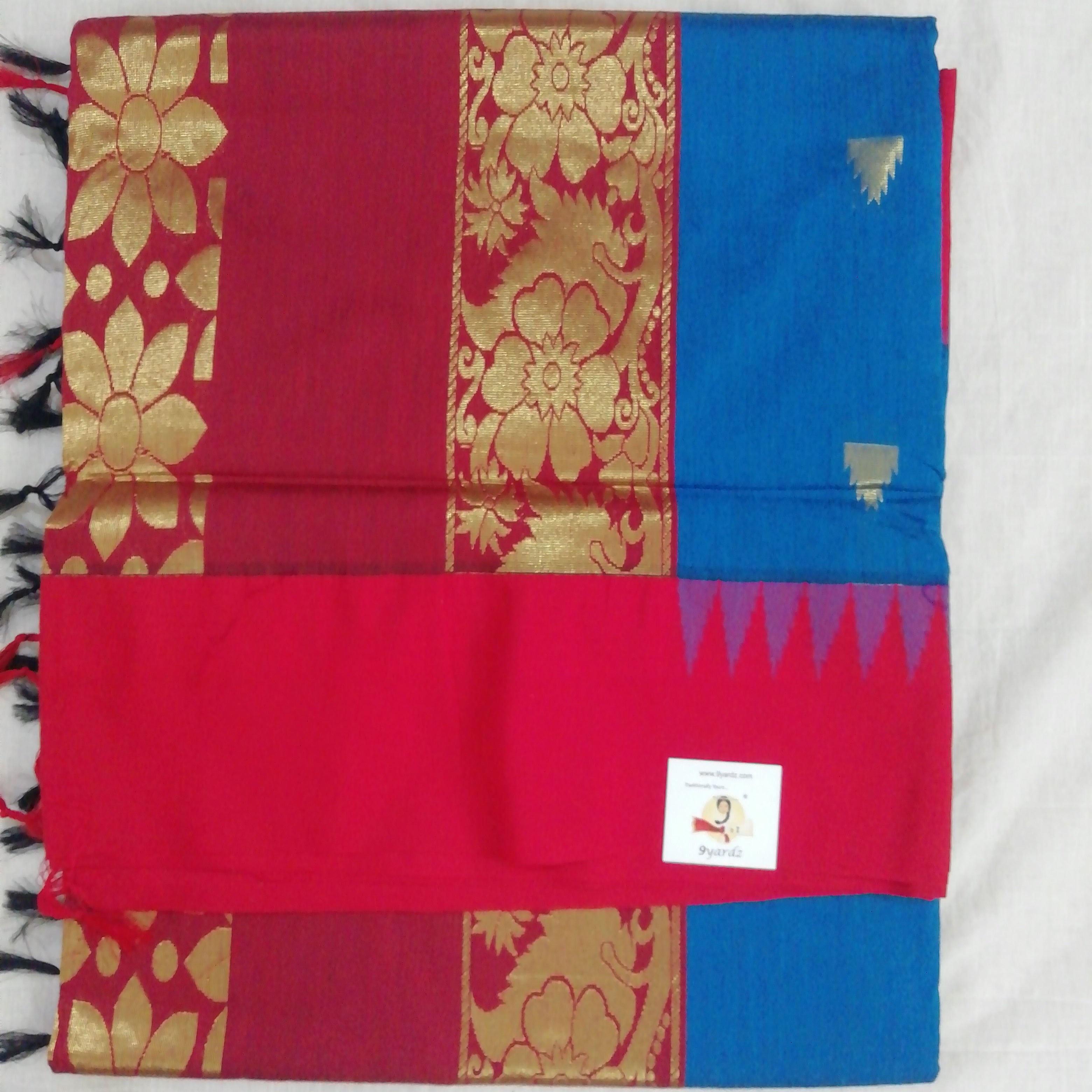 Kalyani cotton Golden zari 6yardz