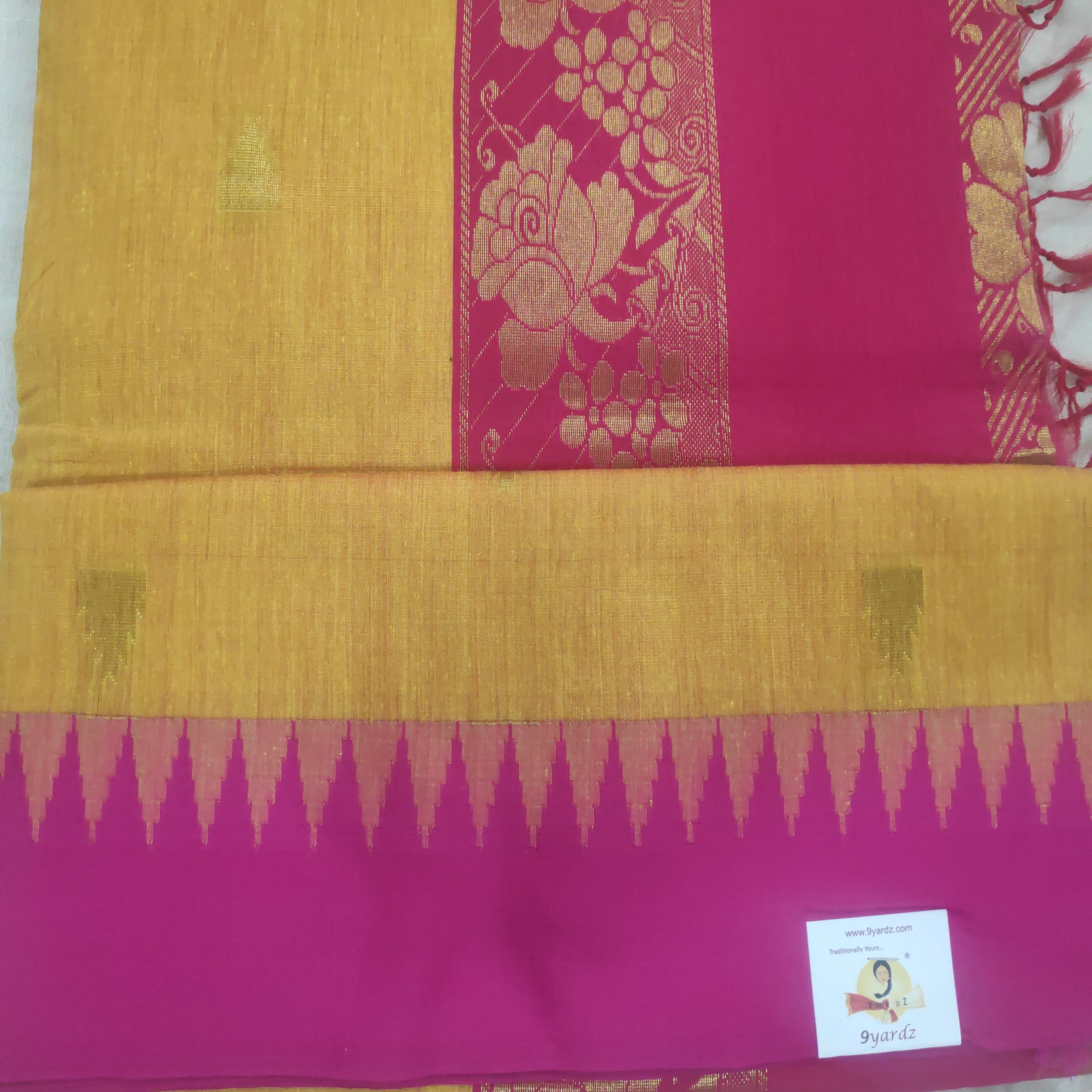 Kalyani cotton Golden zari 6yardz