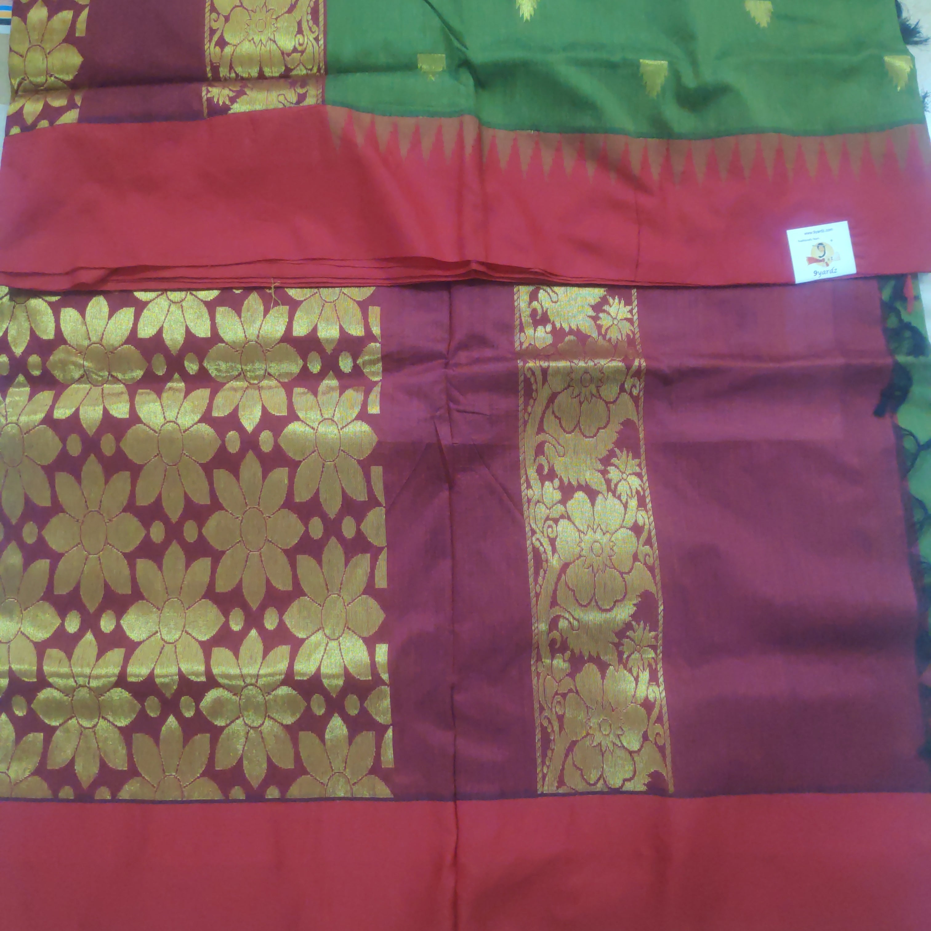 Kalyani cotton Golden zari 6yardz