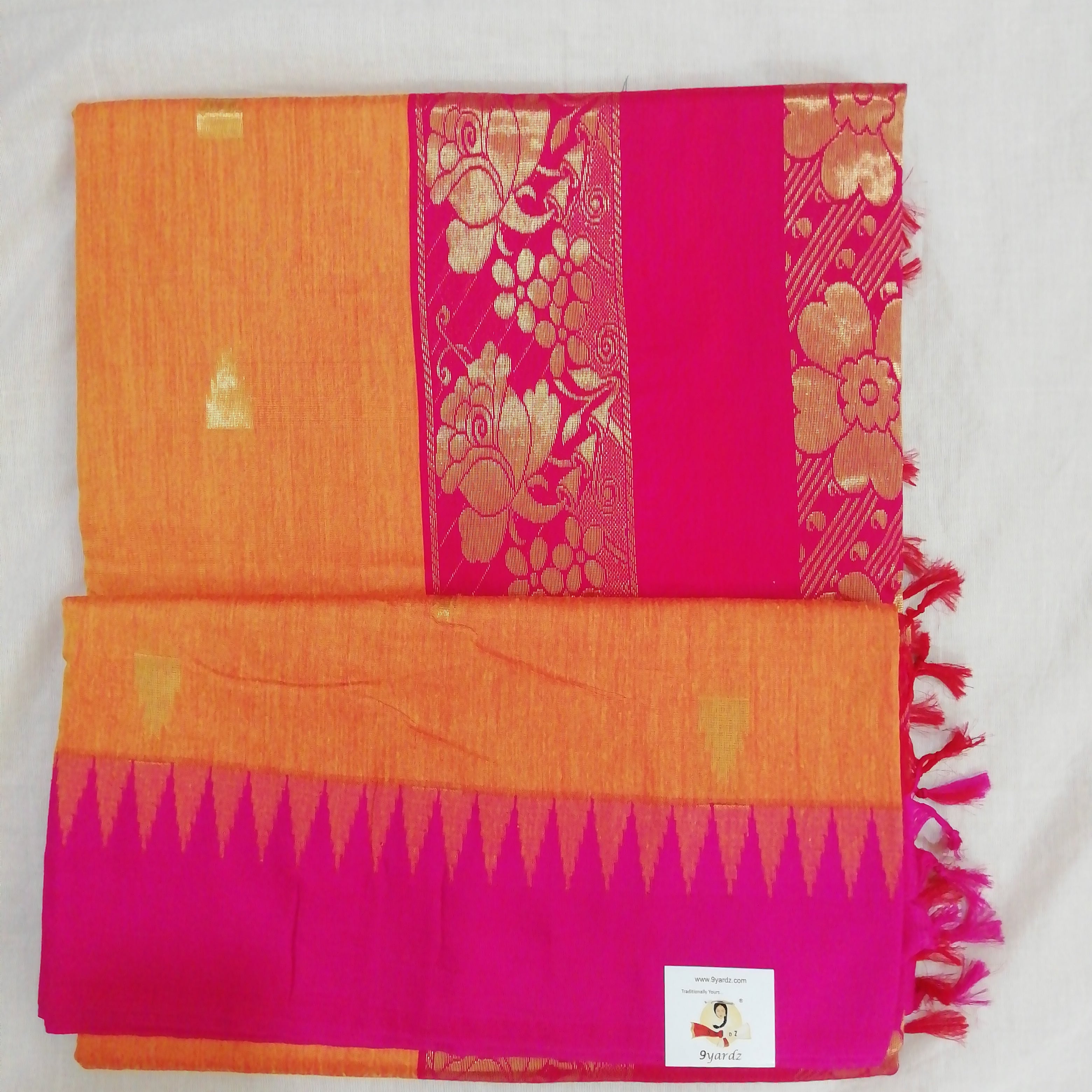 Kalyani cotton Golden zari 6yardz
