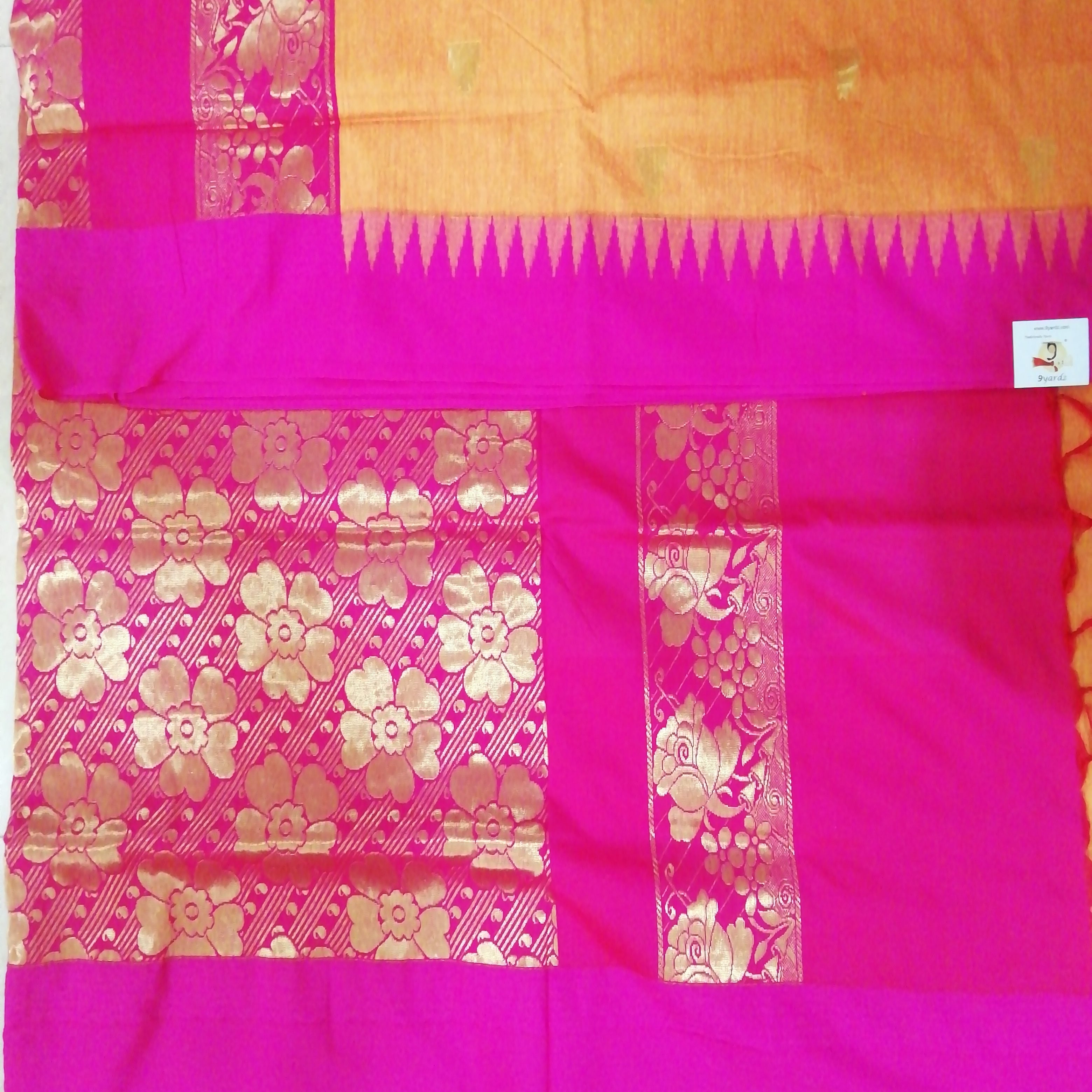 Kalyani cotton Golden zari 6yardz