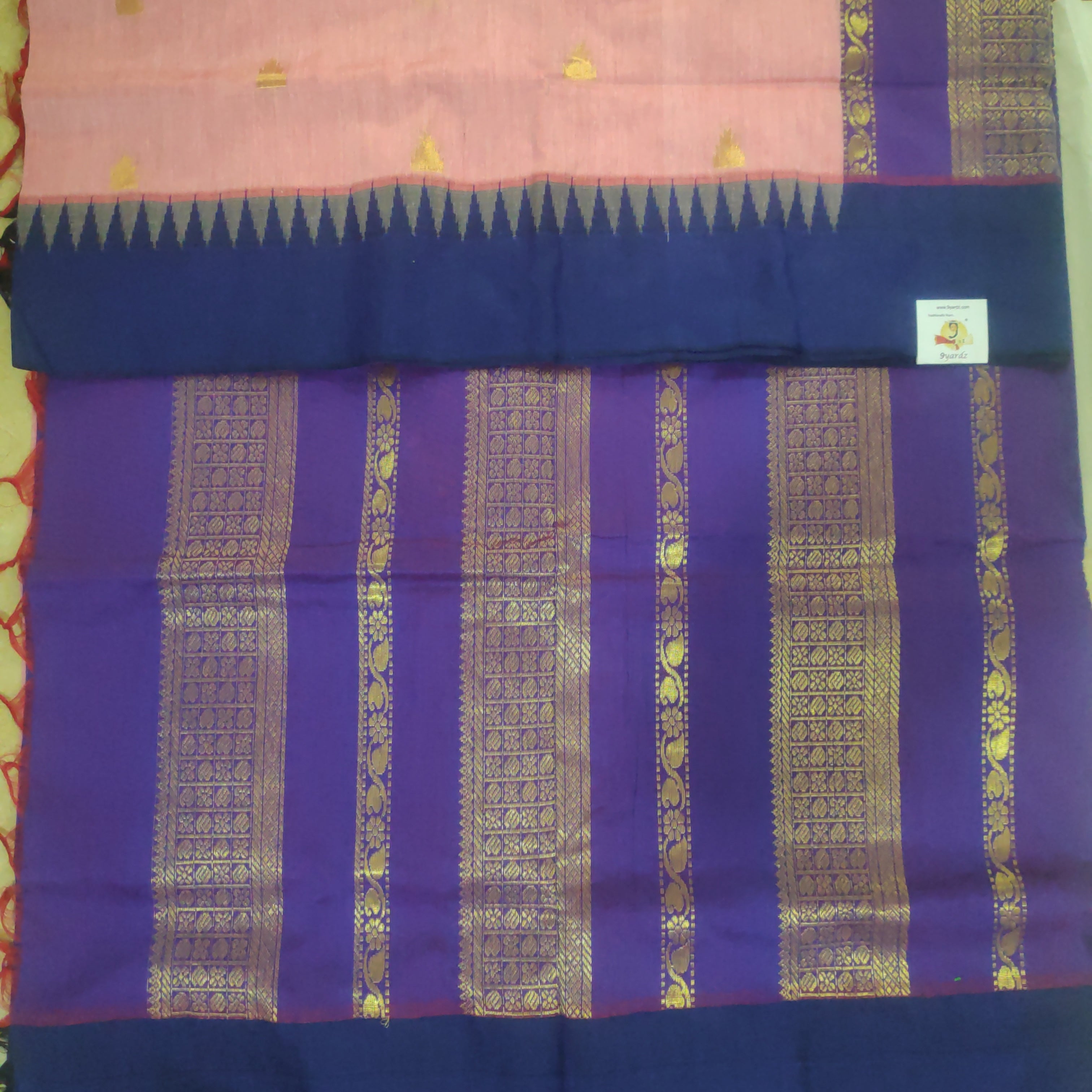 Kalyani cotton Golden zari 6yardz
