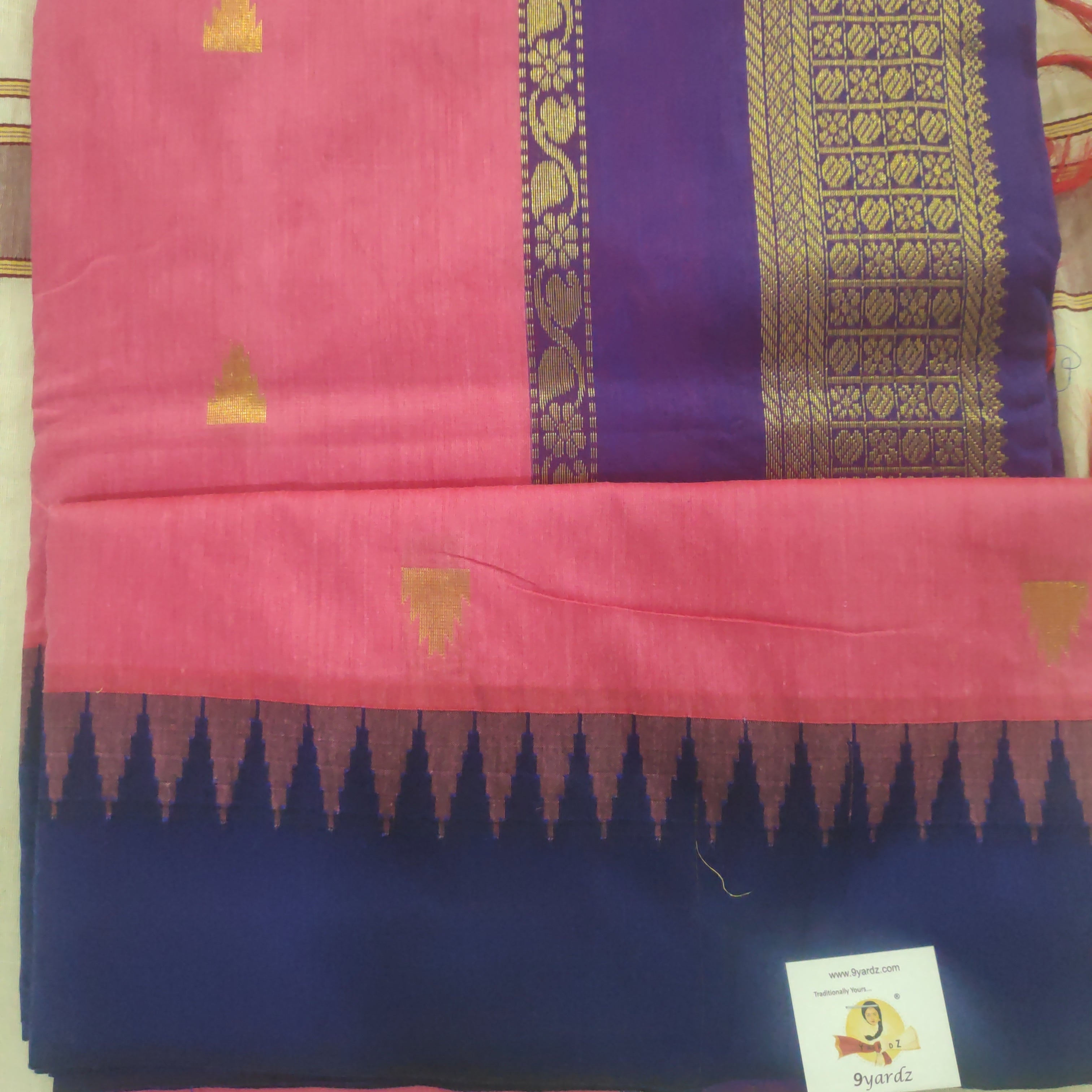 Kalyani cotton Golden zari 6yardz