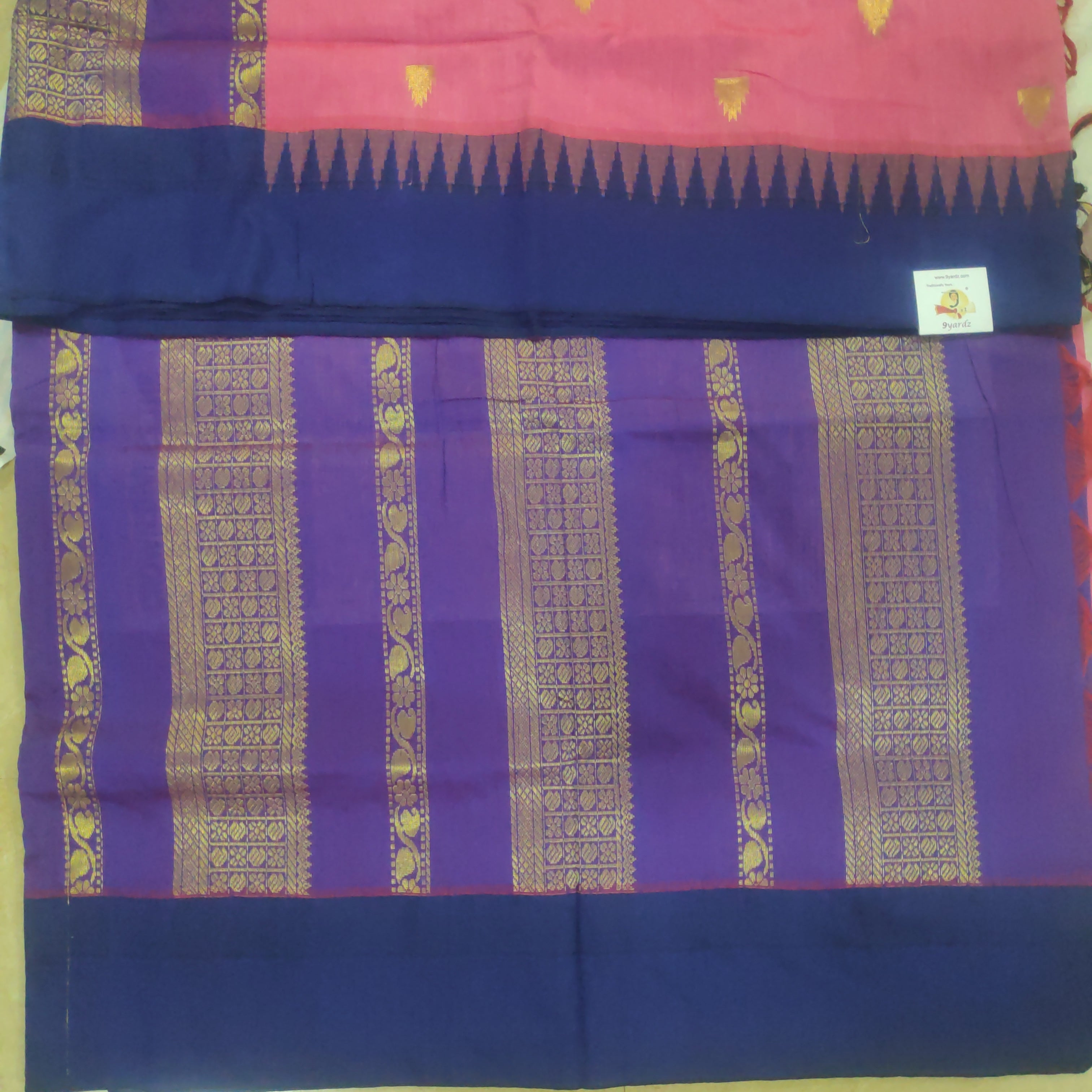 Kalyani cotton Golden zari 6yardz