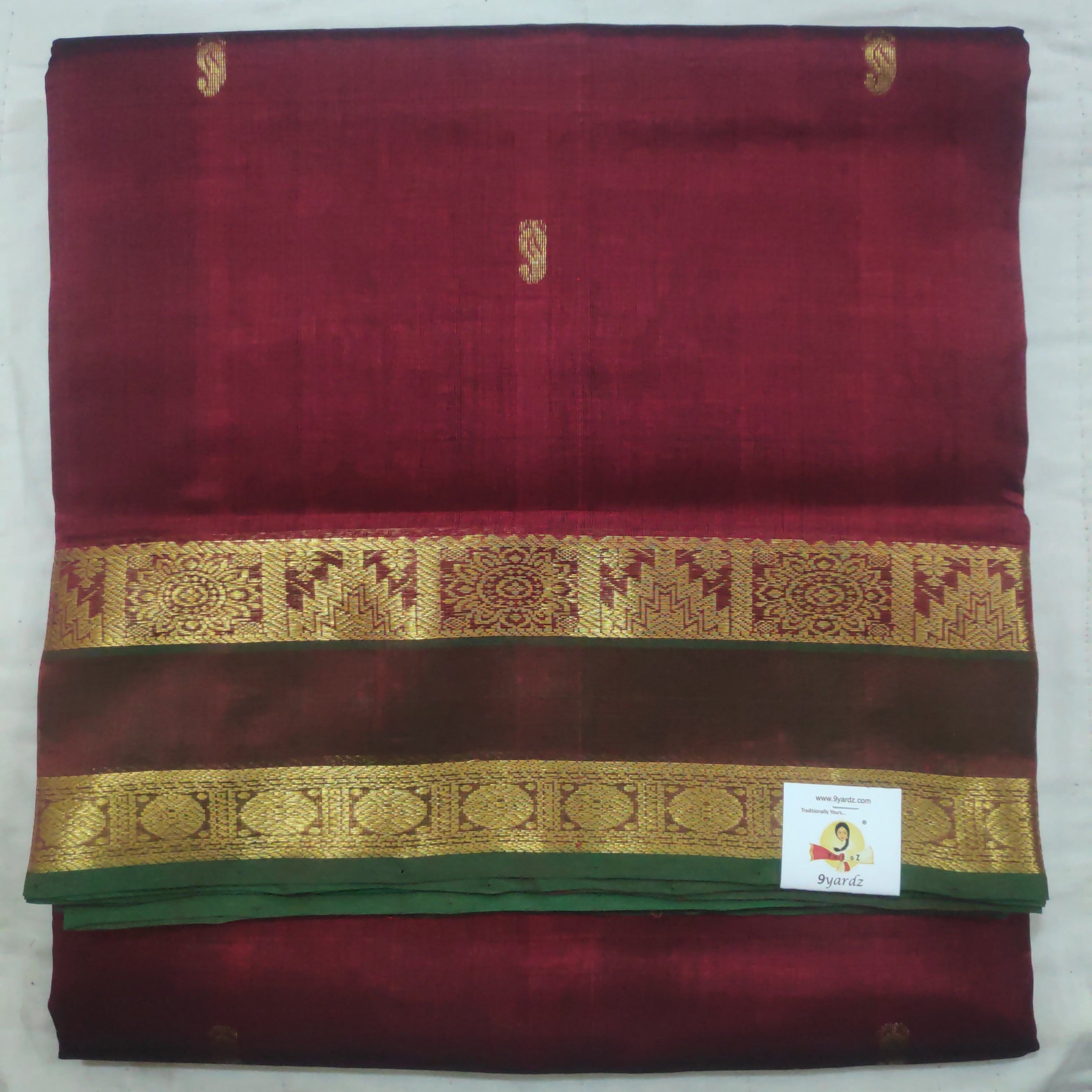 Pure silk cotton, rettai pet with butta-10 yards madisar