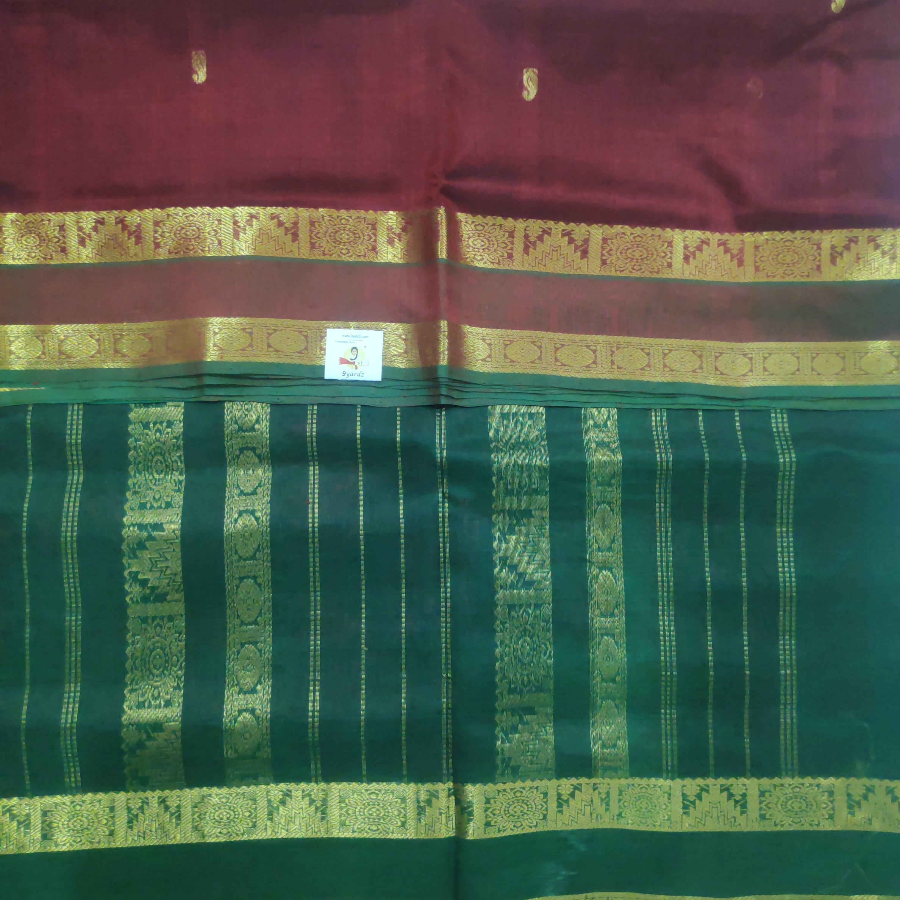 Pure silk cotton, rettai pet with butta-10 yards madisar
