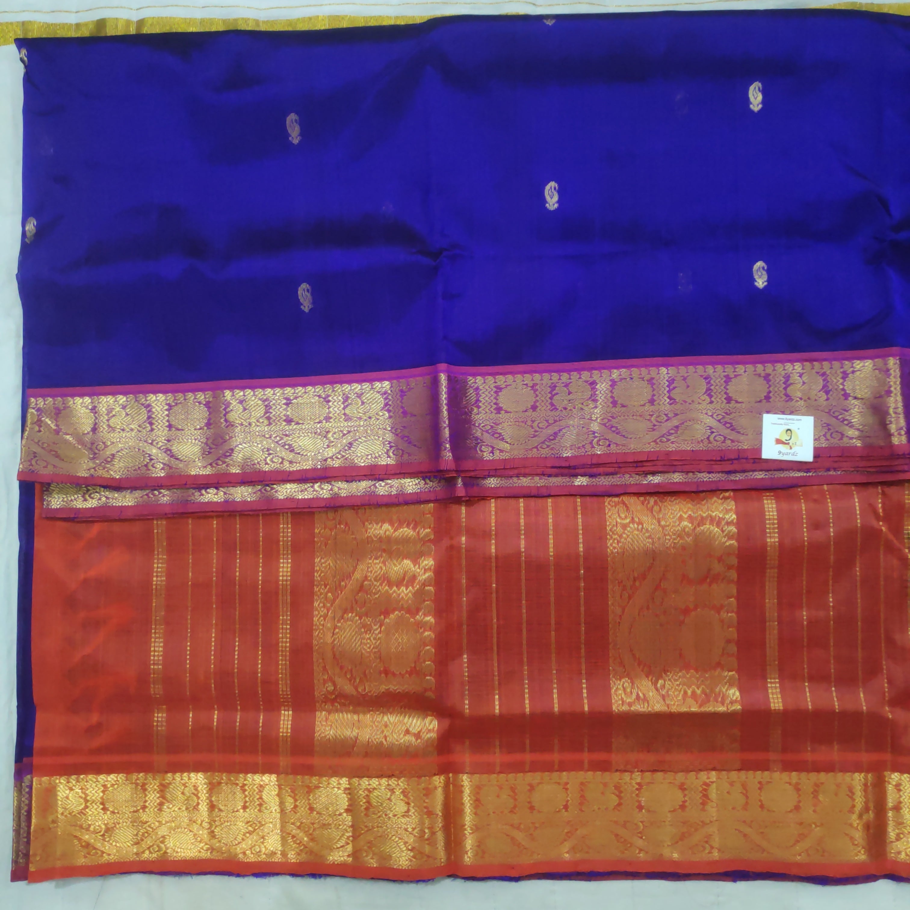 Pure silk cotton, rettai pet with butta-10 yards madisar