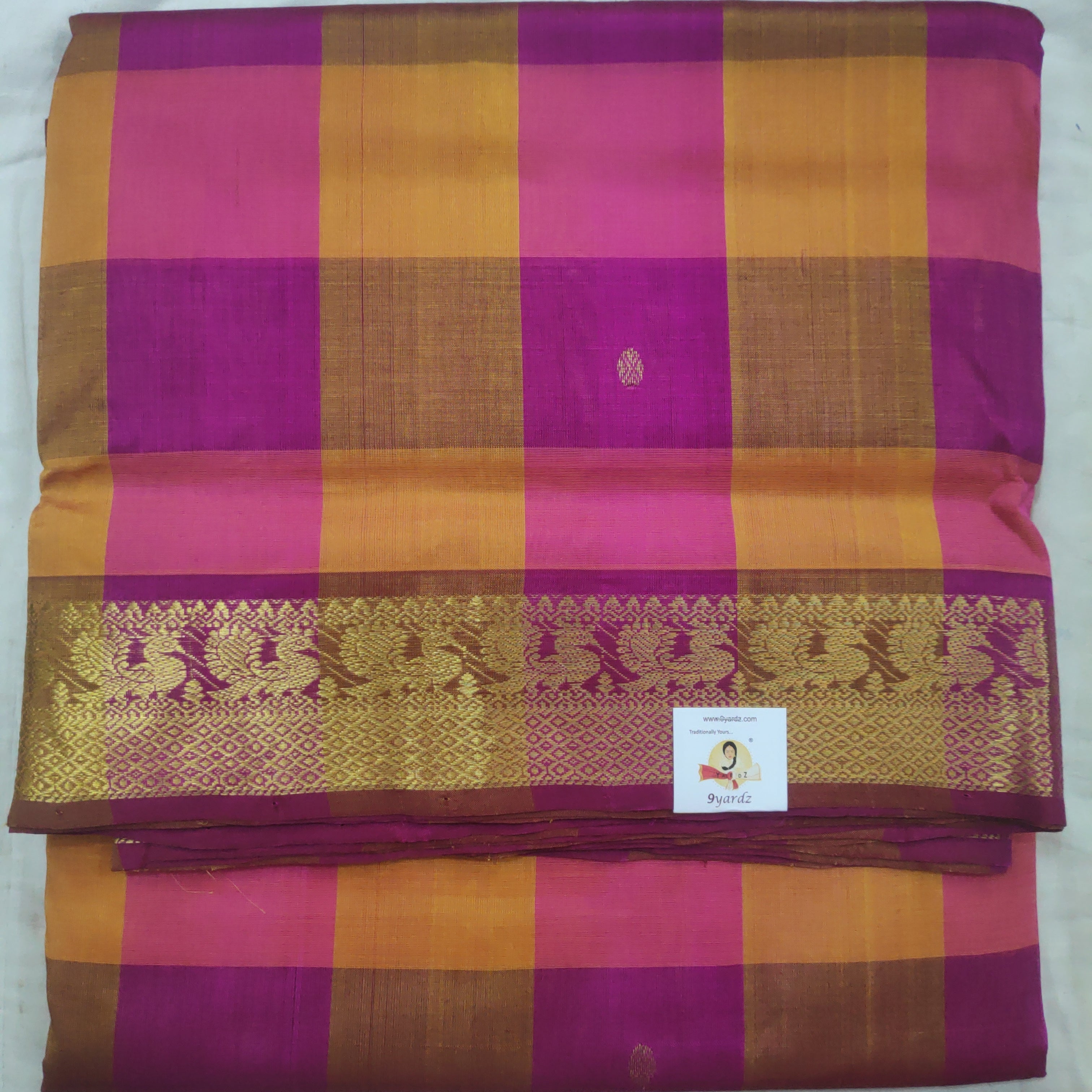Pure silk cotton- pazhum pazhamum kattam with butta, 10yards (madisar)