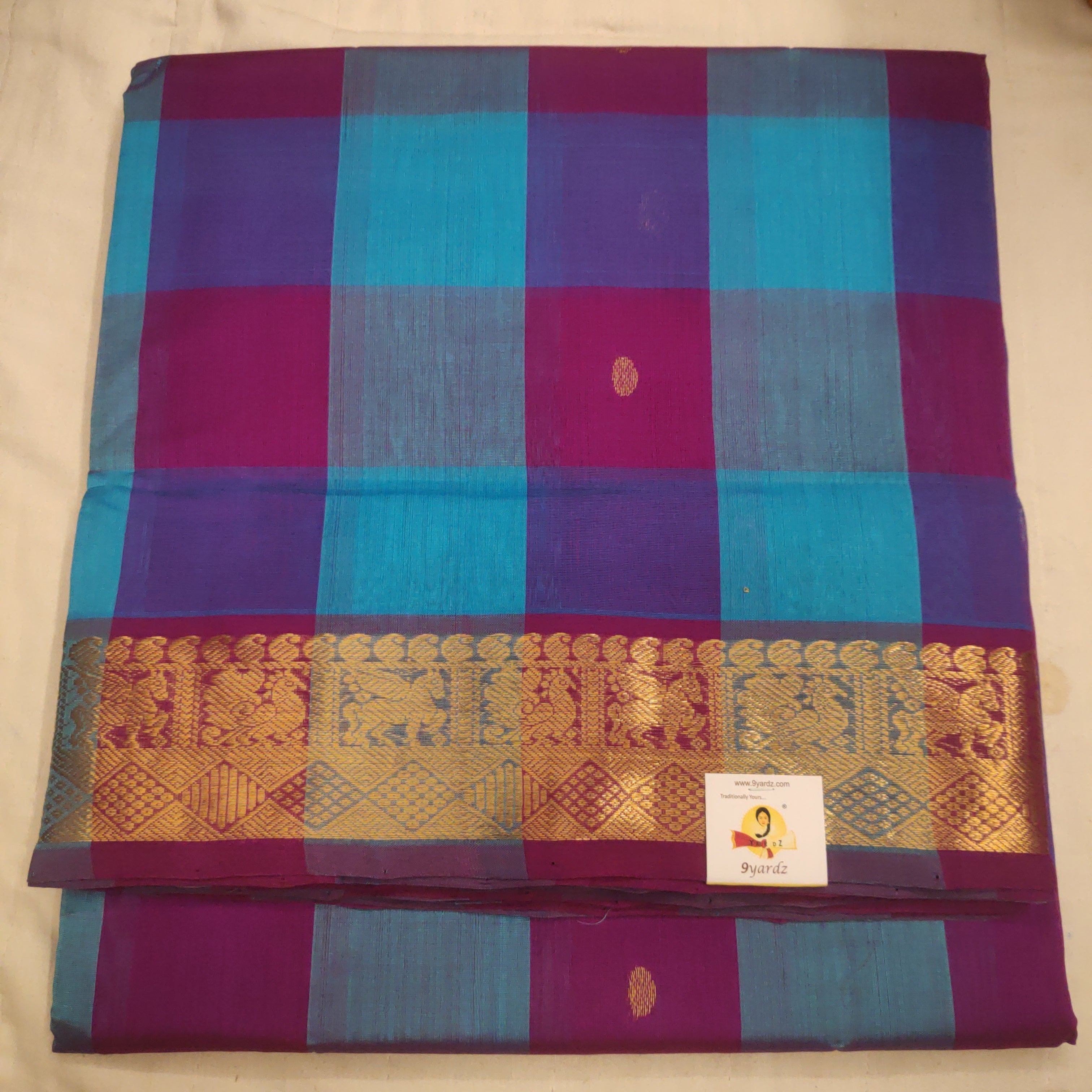 Pure silk cotton- pazhum pazhamum kattam with butta, 10yards (madisar)
