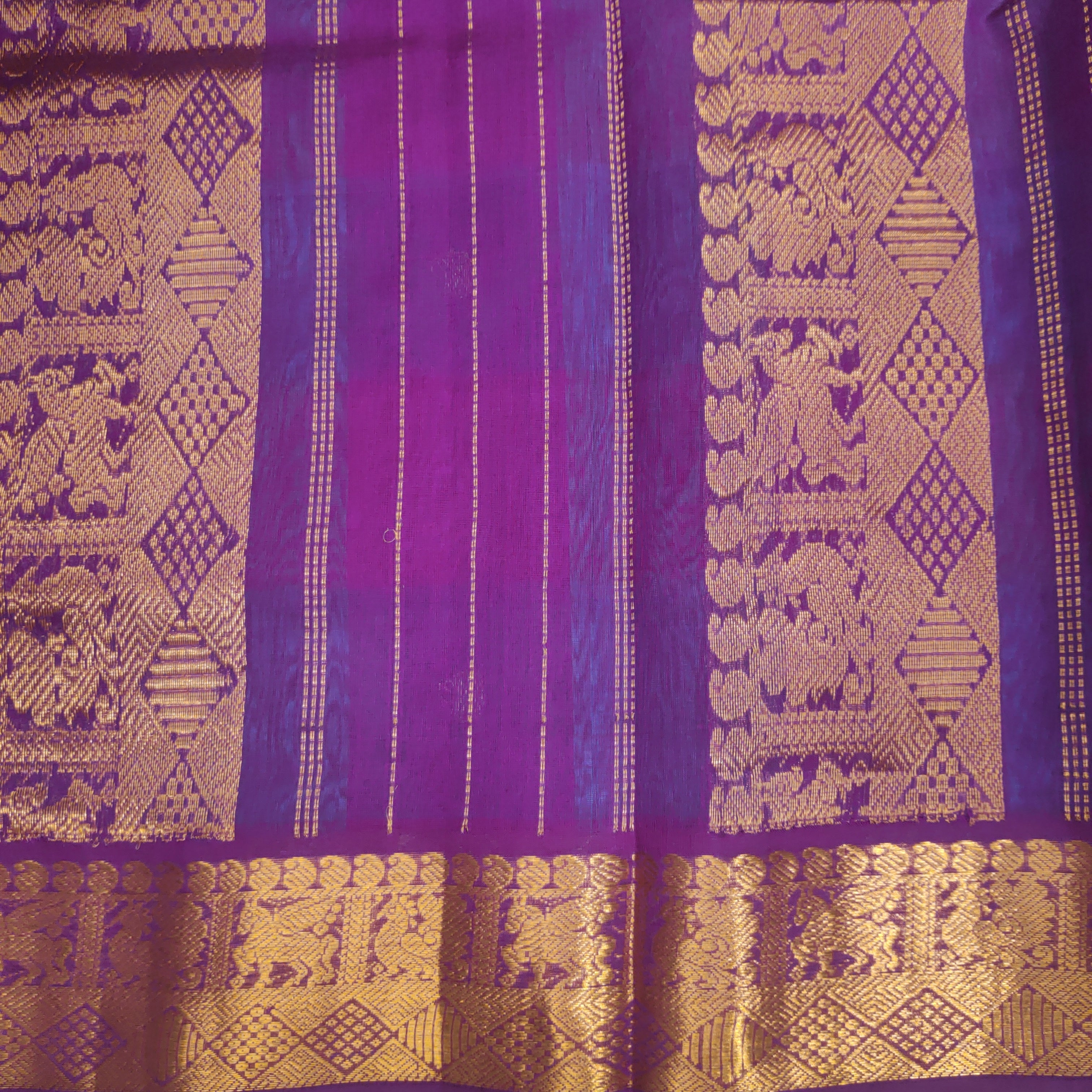 Pure silk cotton- pazhum pazhamum kattam with butta, 10yards (madisar)