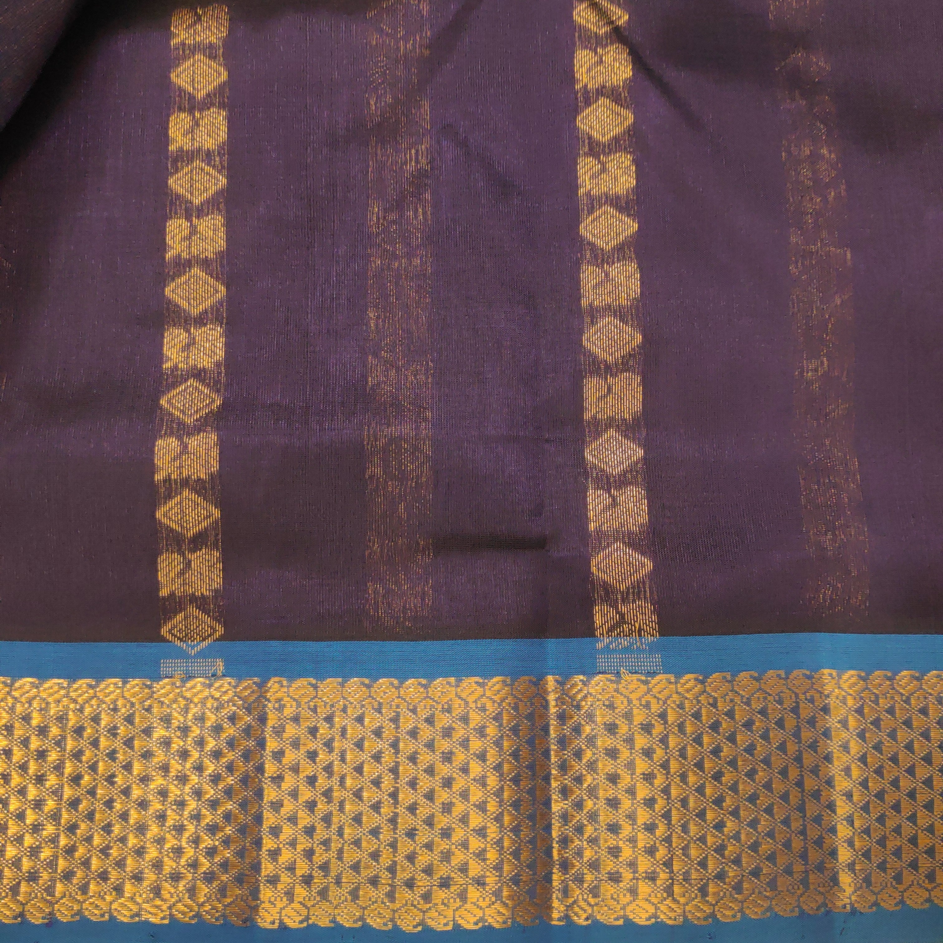 Pure silk cotton- Reverse Pallu- Semi Korvai