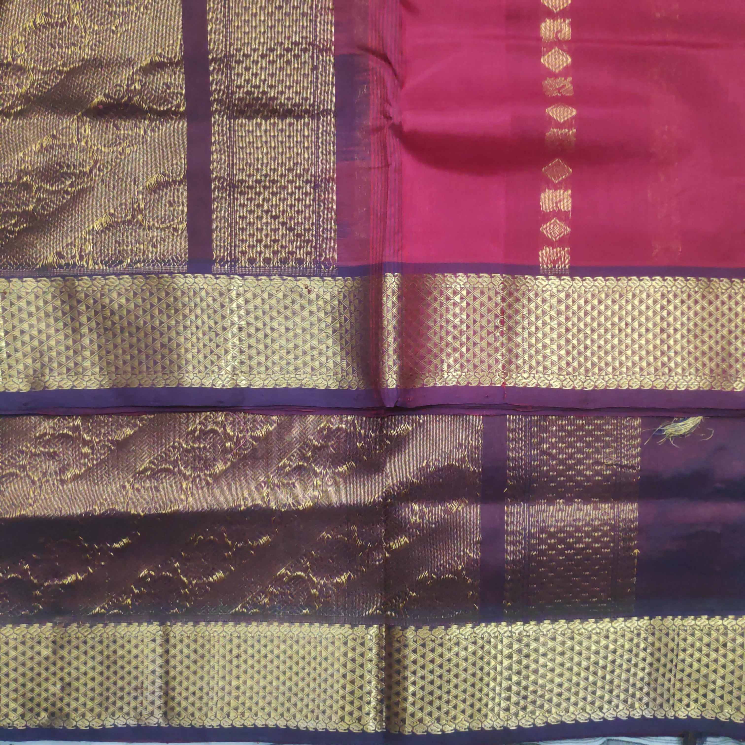 Pure silk cotton- Reverse Pallu- Semi Korvai