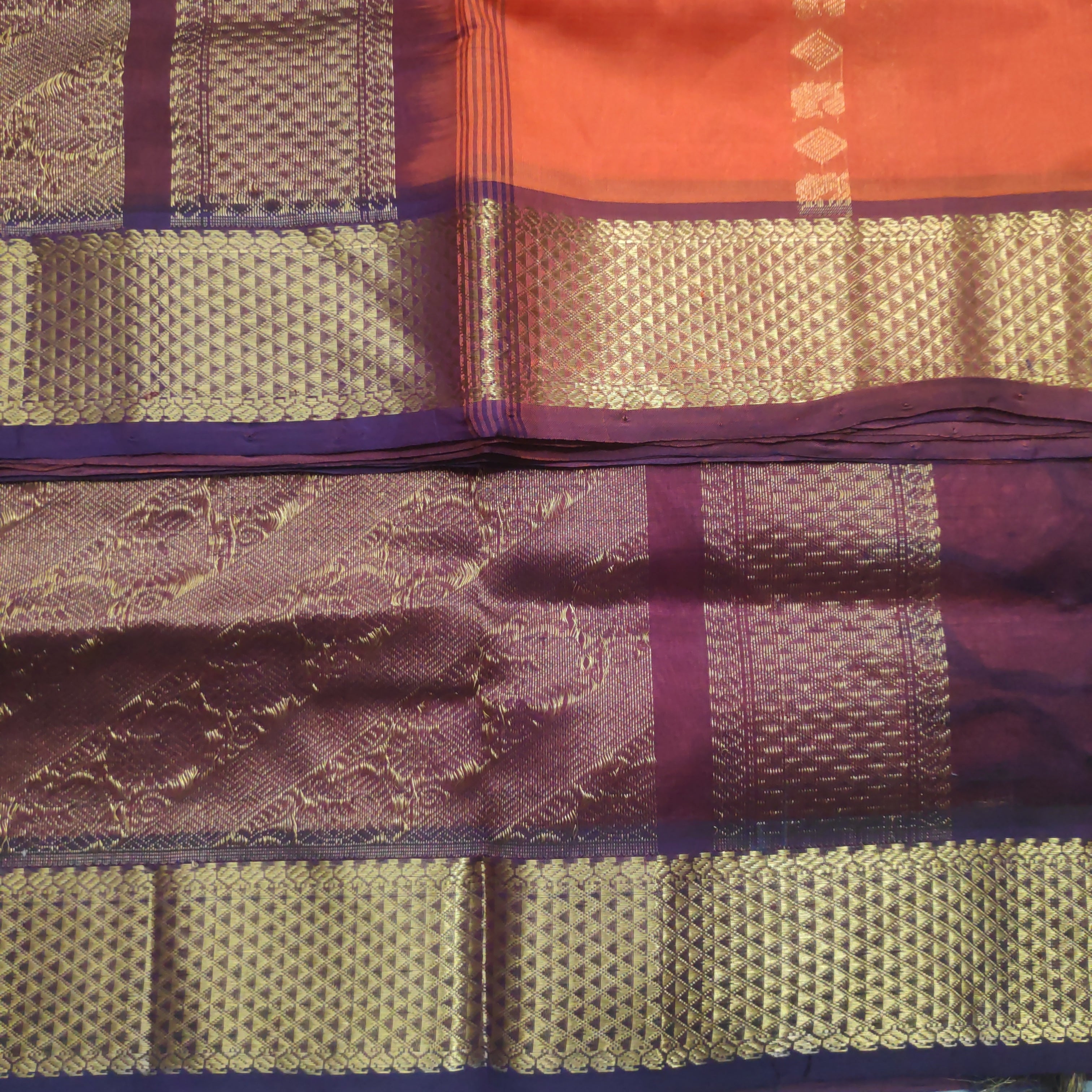 Pure silk cotton- Reverse Pallu- Semi Korvai