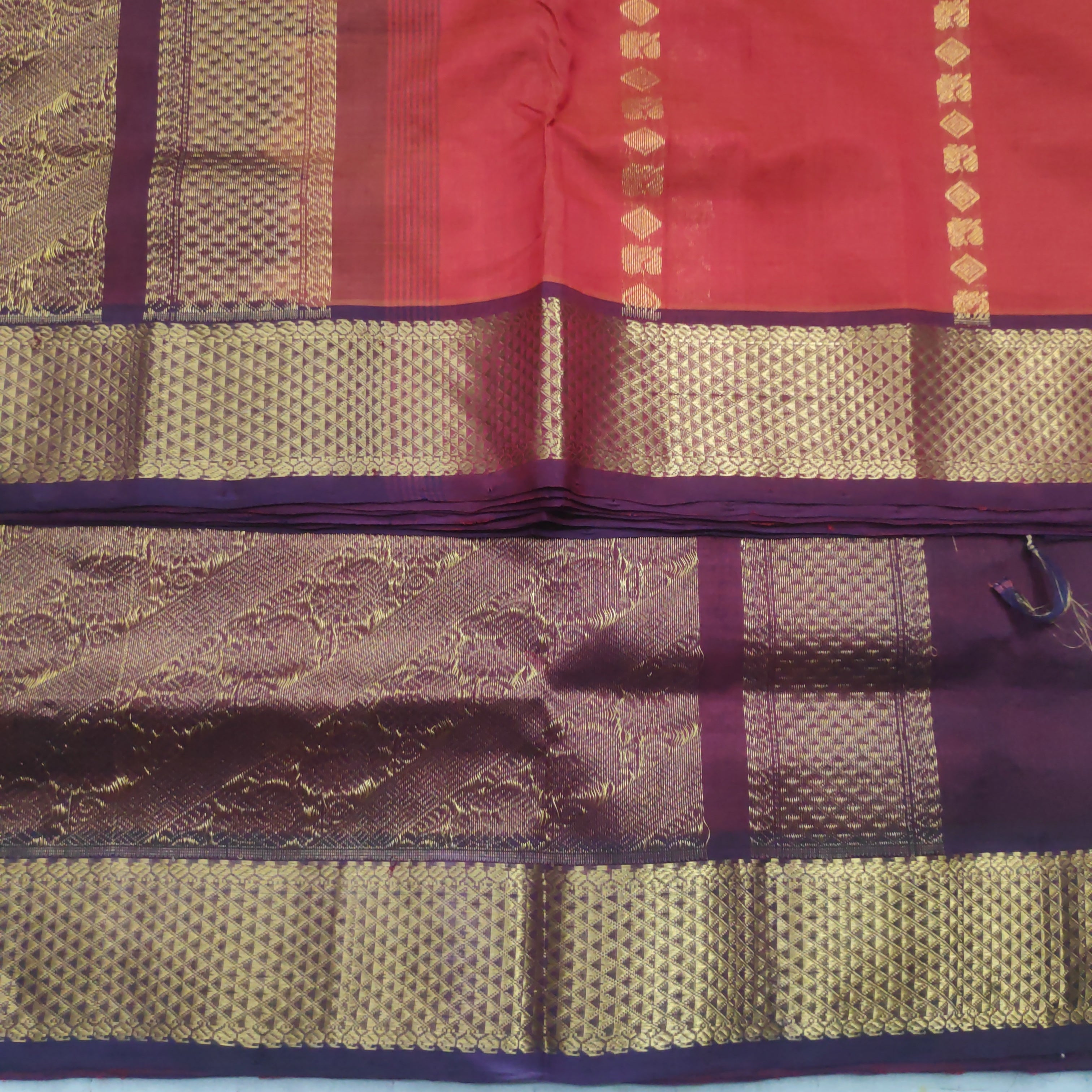 Pure silk cotton- Reverse Pallu- Semi Korvai