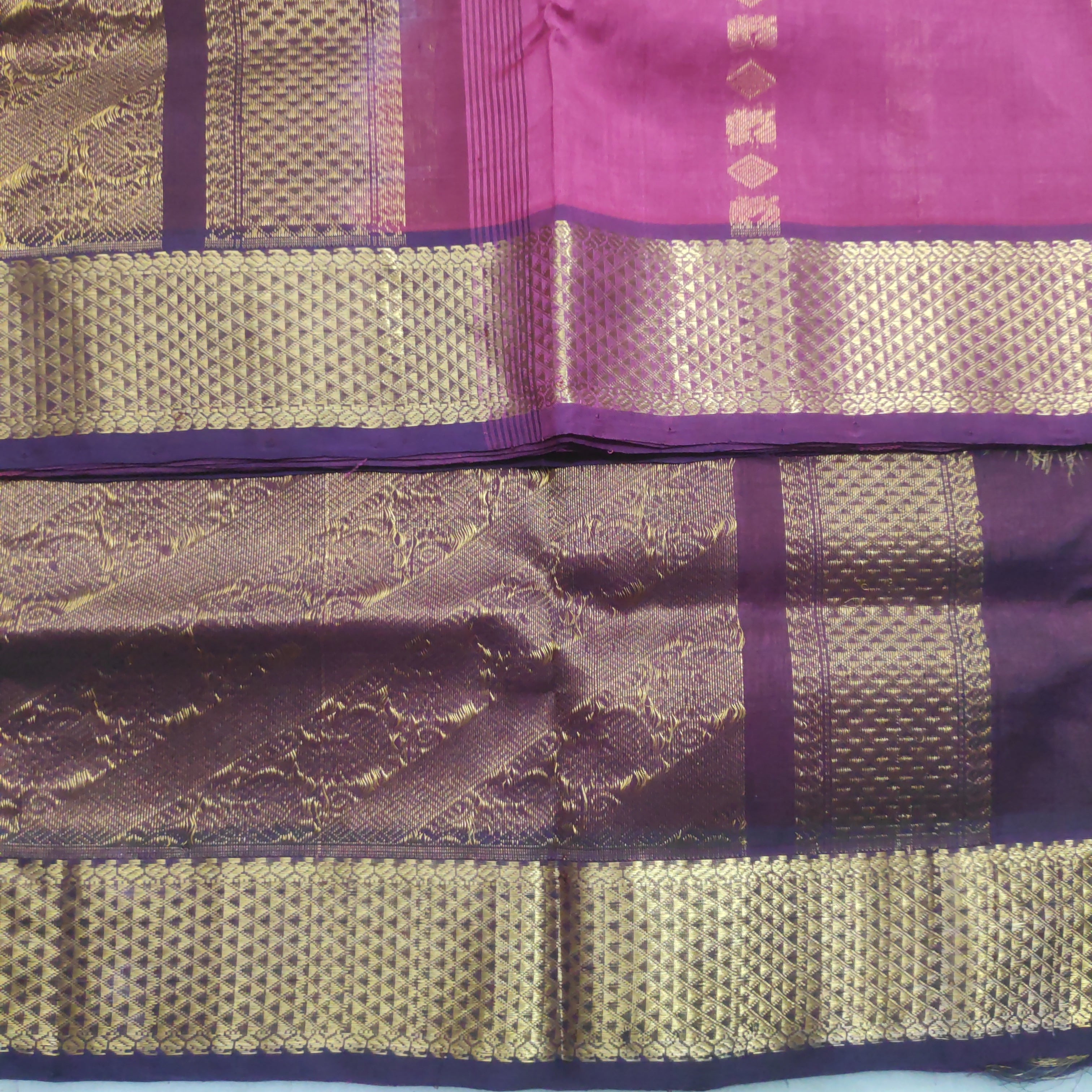 Pure silk cotton- Reverse Pallu- Semi Korvai