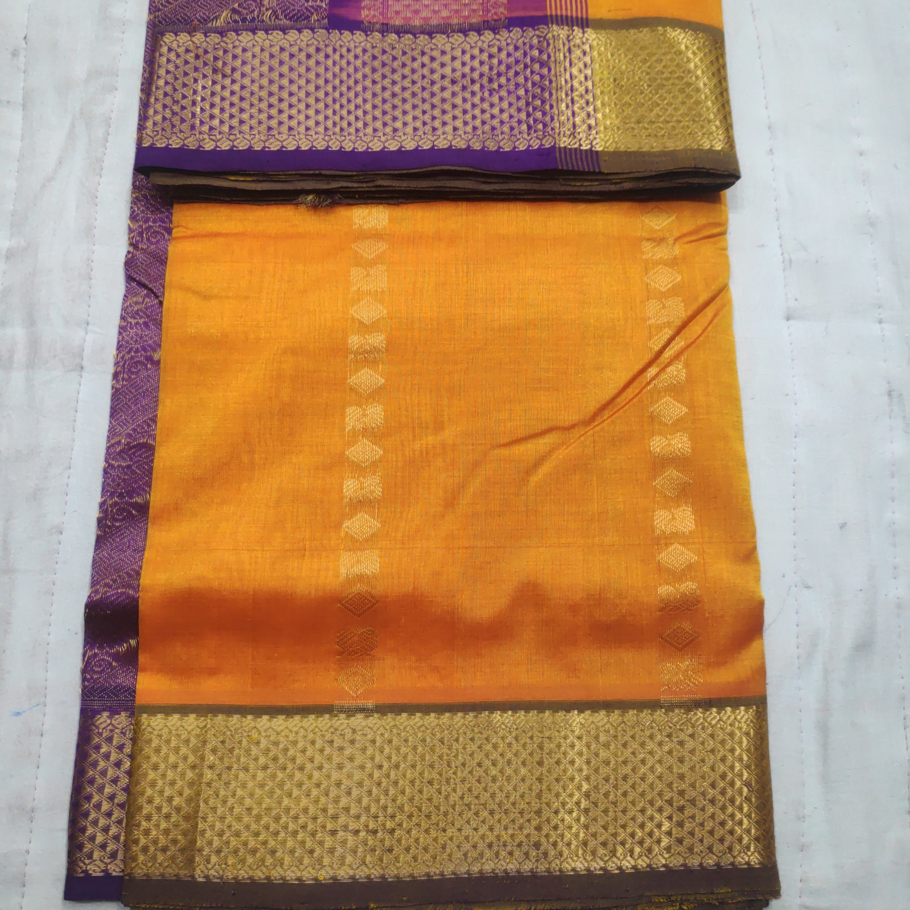 Pure silk cotton- Reverse Pallu- Semi Korvai