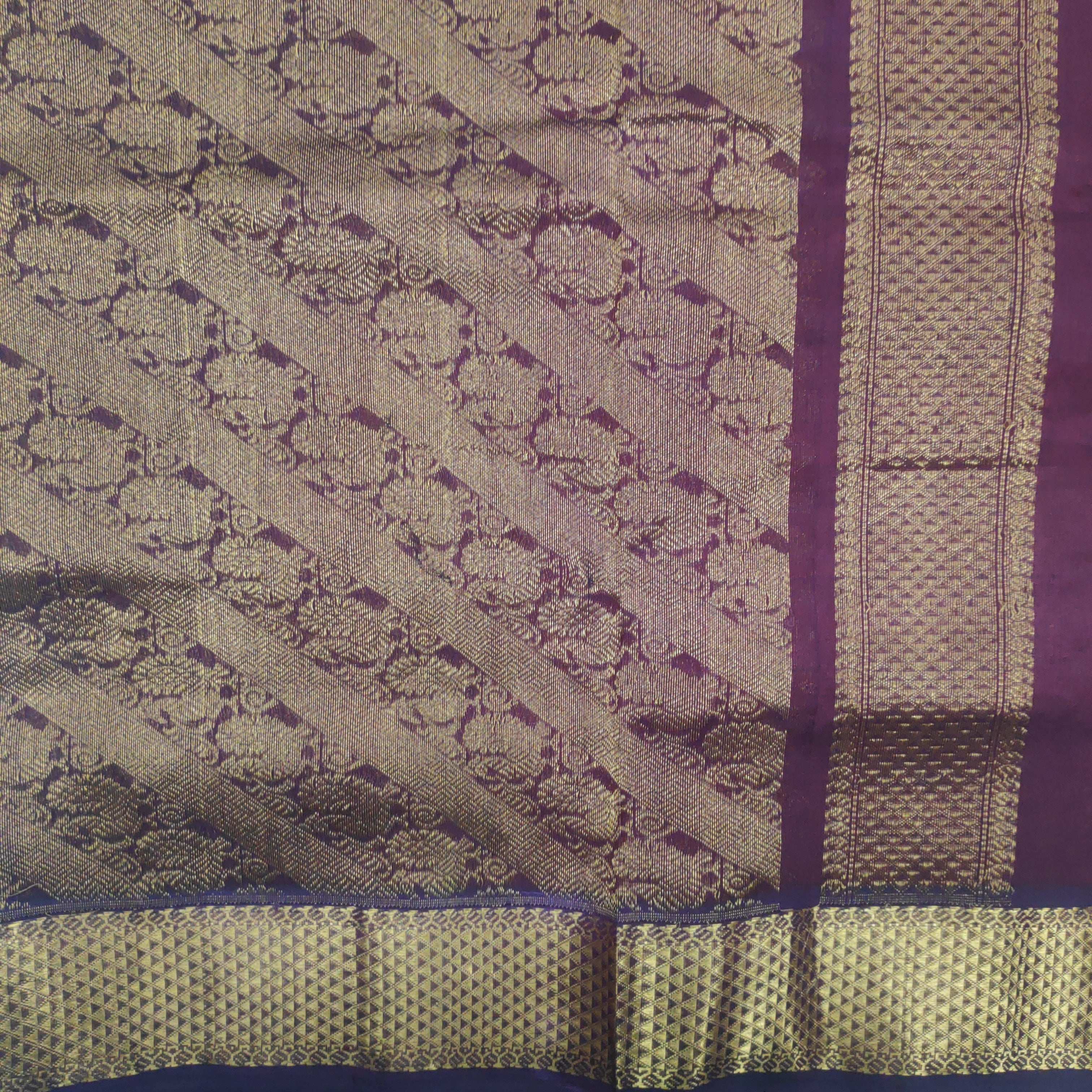 Pure silk cotton- Reverse Pallu- Semi Korvai