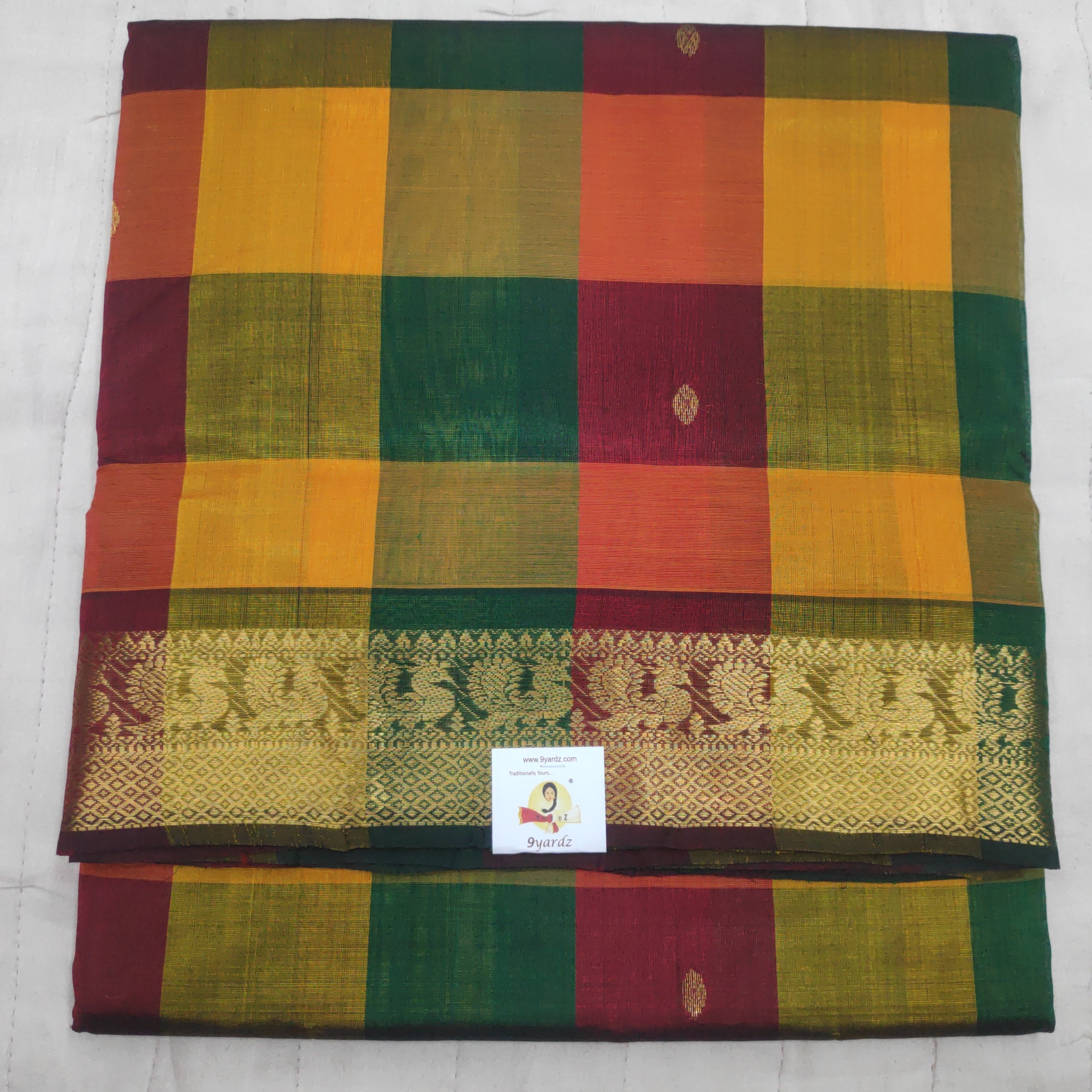 Pure silk cotton- pazhum pazhamum kuttam with butta, 10yards (madisar)