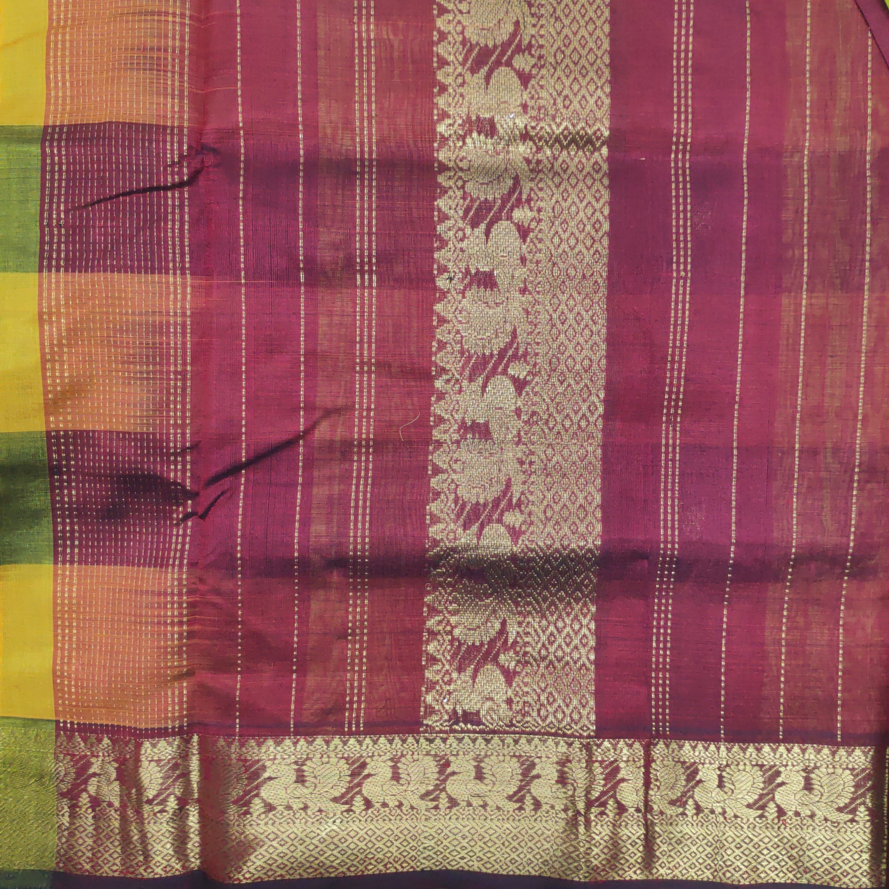 Pure silk cotton- pazhum pazhamum kuttam with butta, 10yards (madisar)