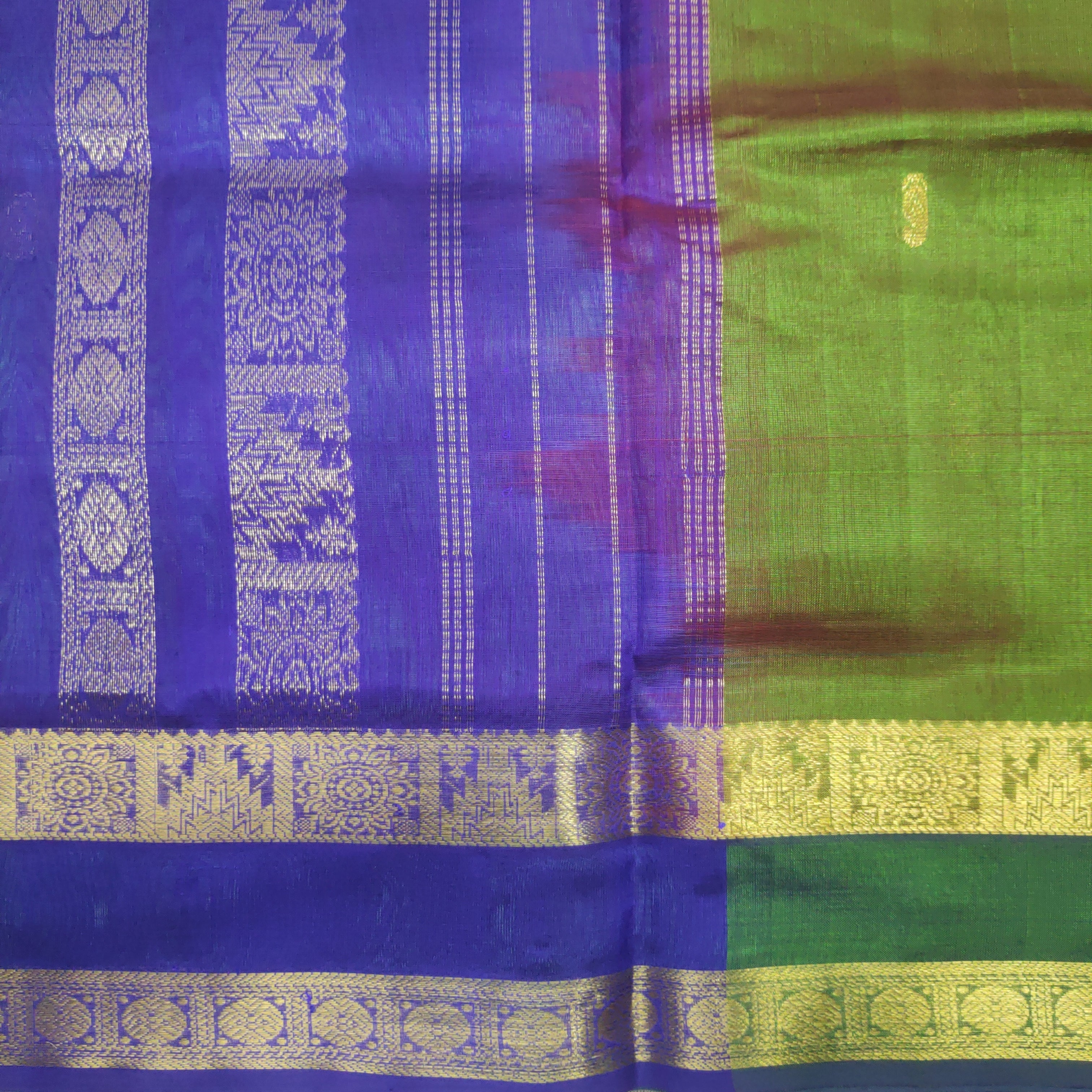 Pure silk cotton, rettai pet with butta-10 yards madisar