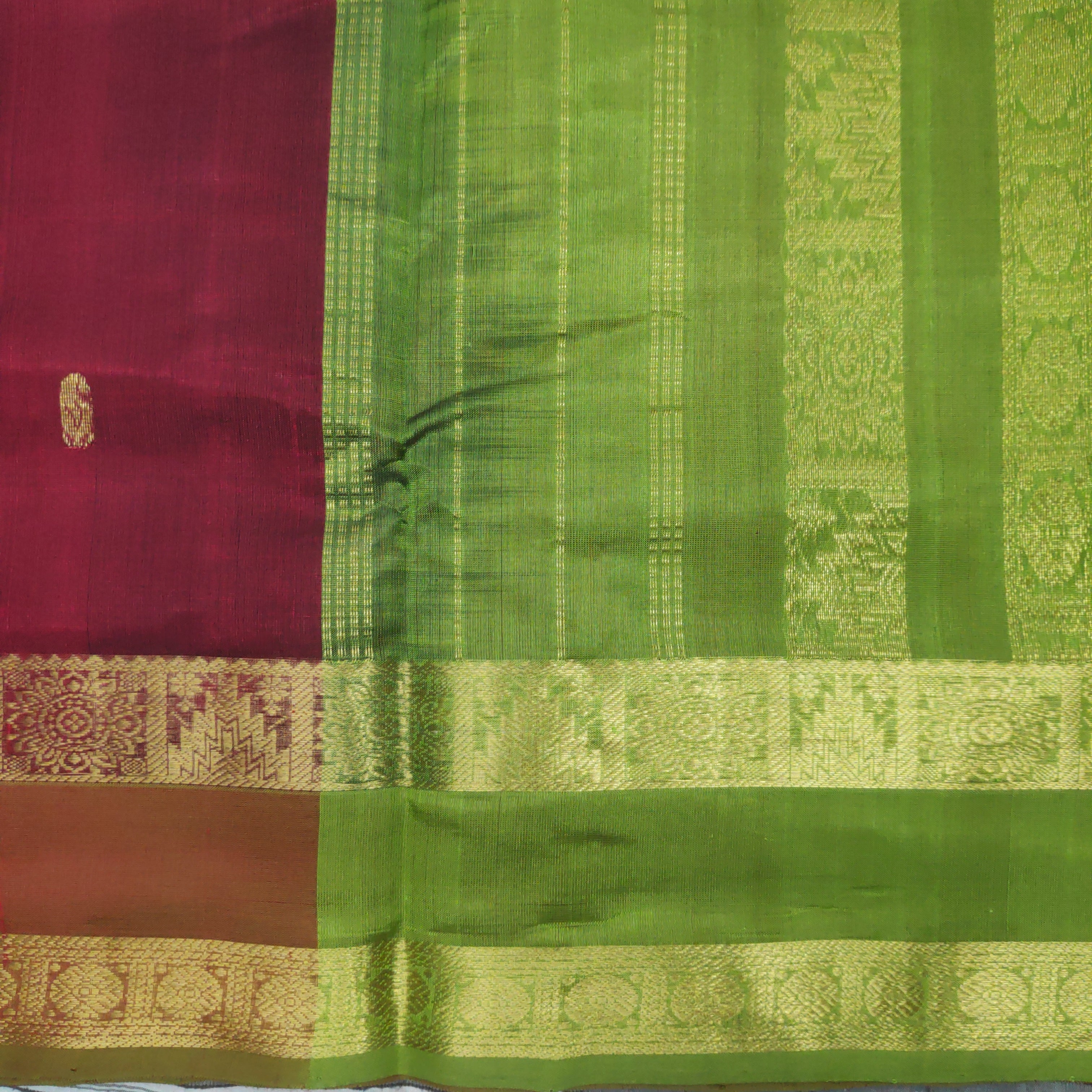 Pure silk cotton, rettai pet with butta-10 yards madisar
