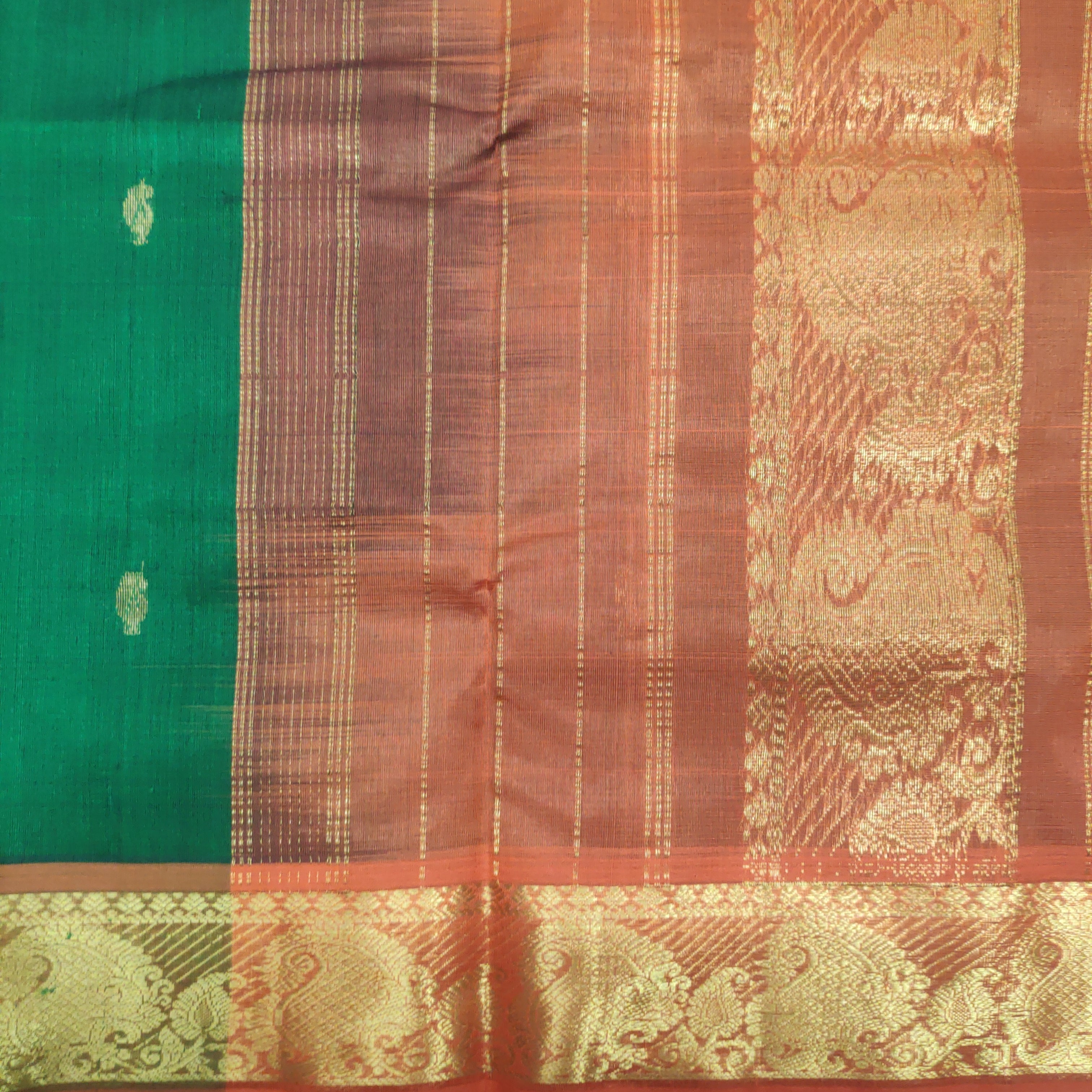 Pure silk cotton, rettai pet with butta-10 yards madisar