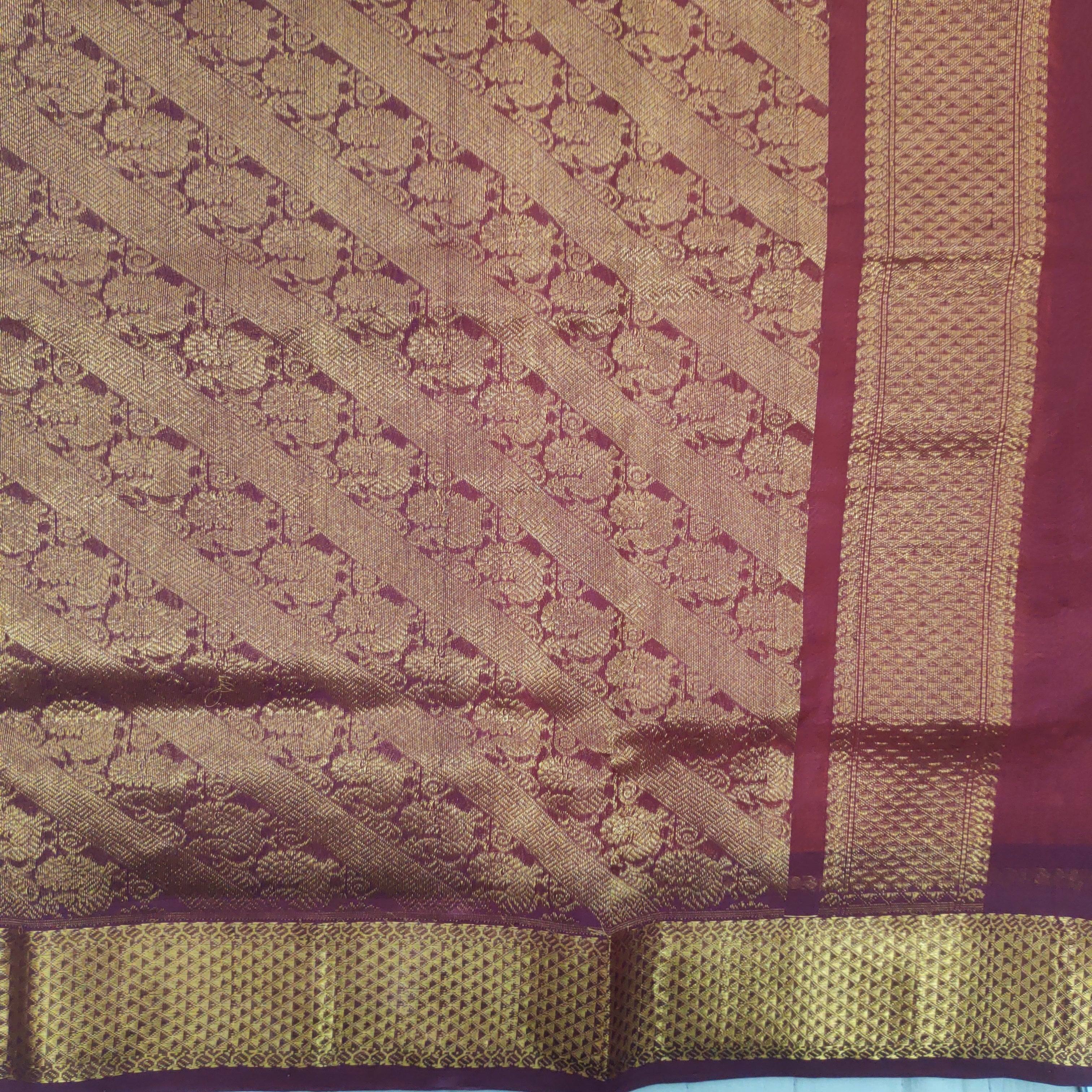Pure silk cotton- Reverse Pallu- Semi Korvai