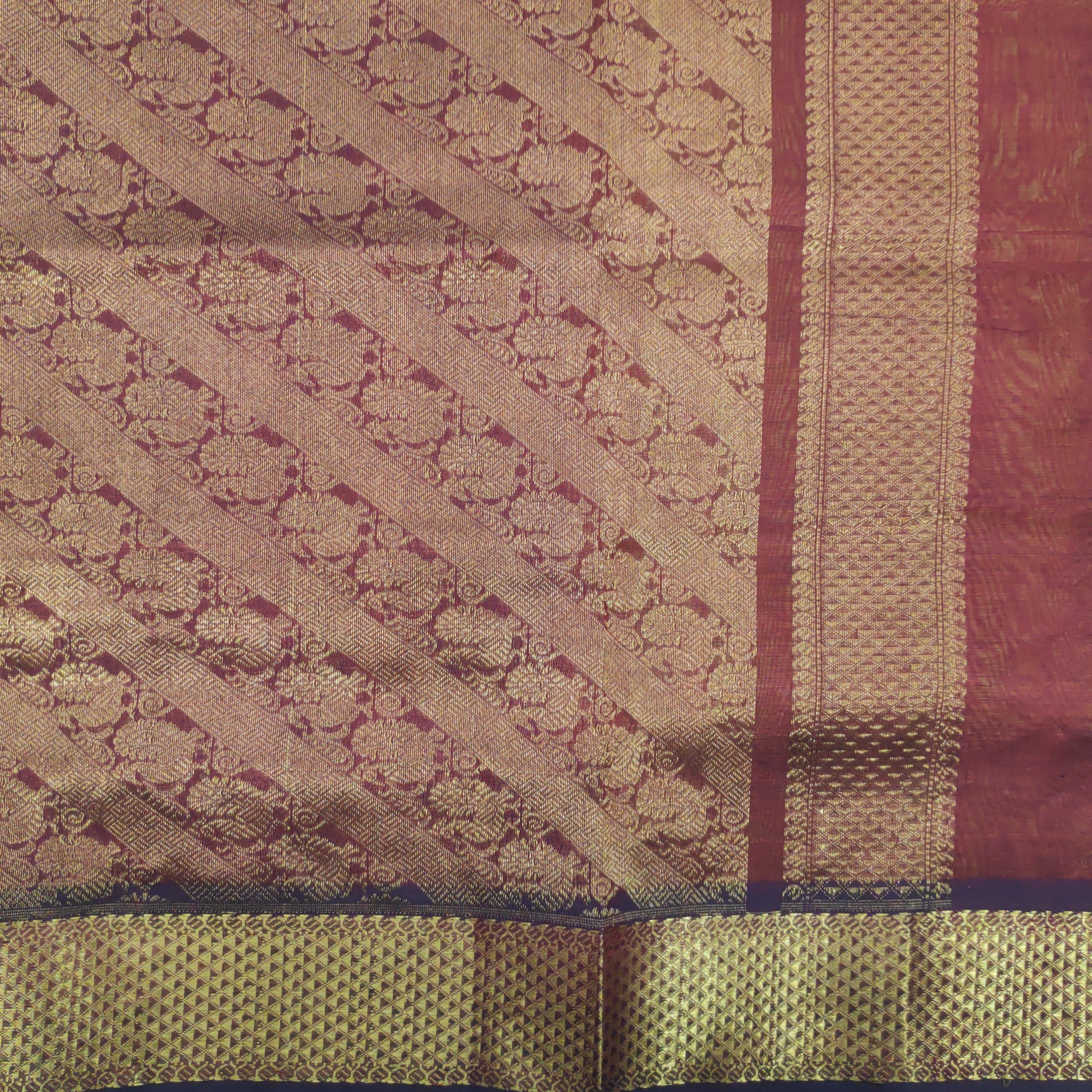 Pure silk cotton- Reverse Pallu- Semi Korvai
