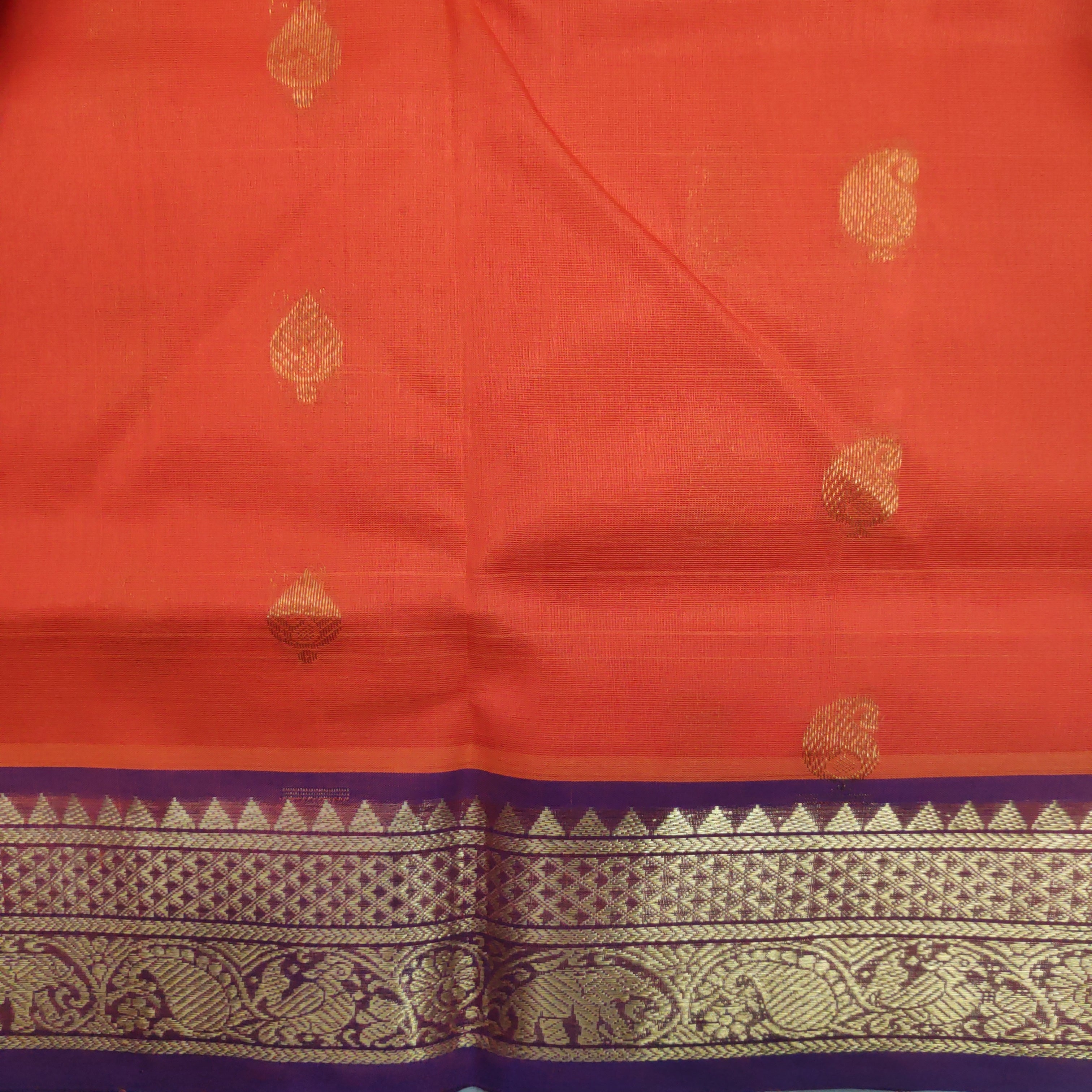 Pure silk cotton- Reverse Pallu- Semi Korvai