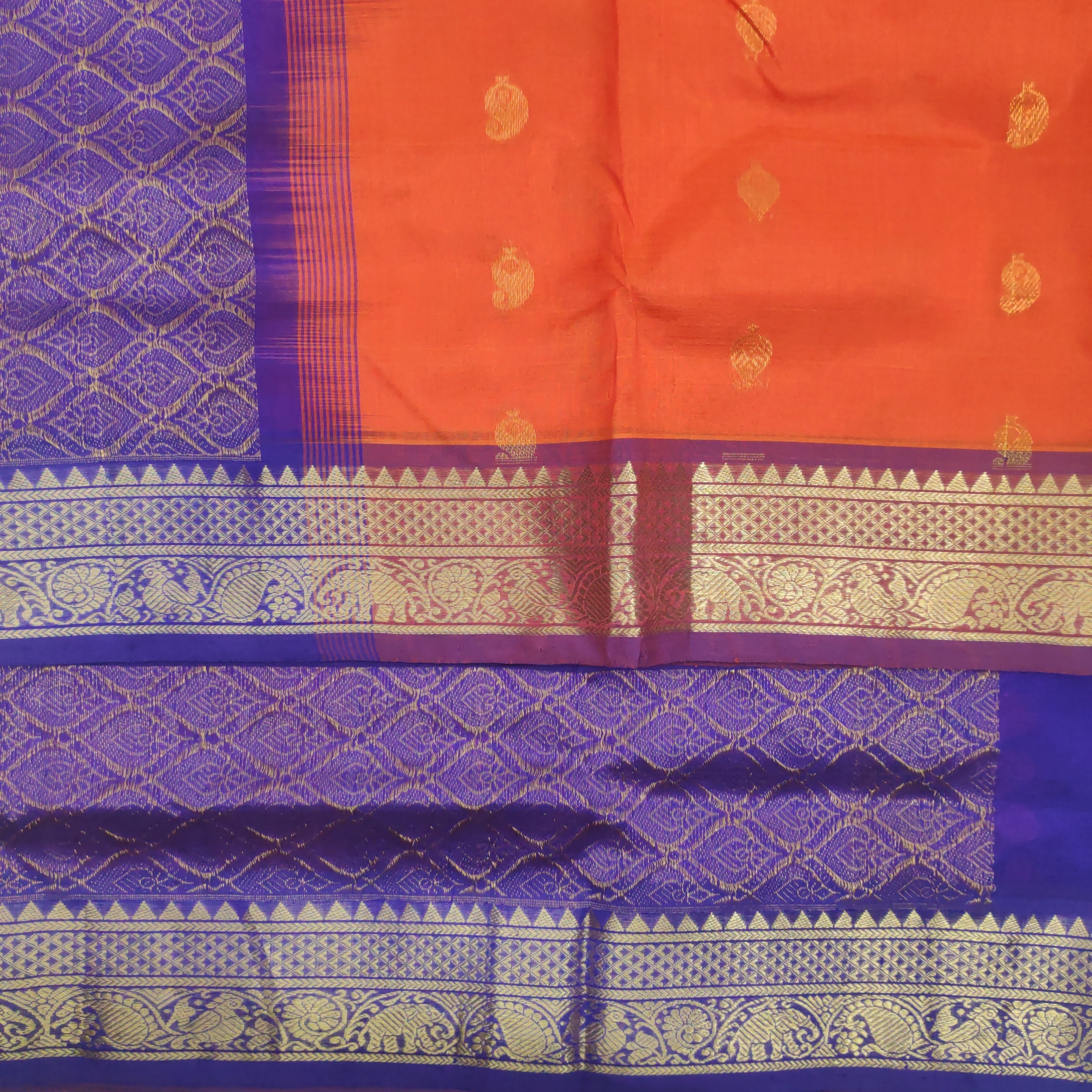 Pure silk cotton- Reverse Pallu- Semi Korvai