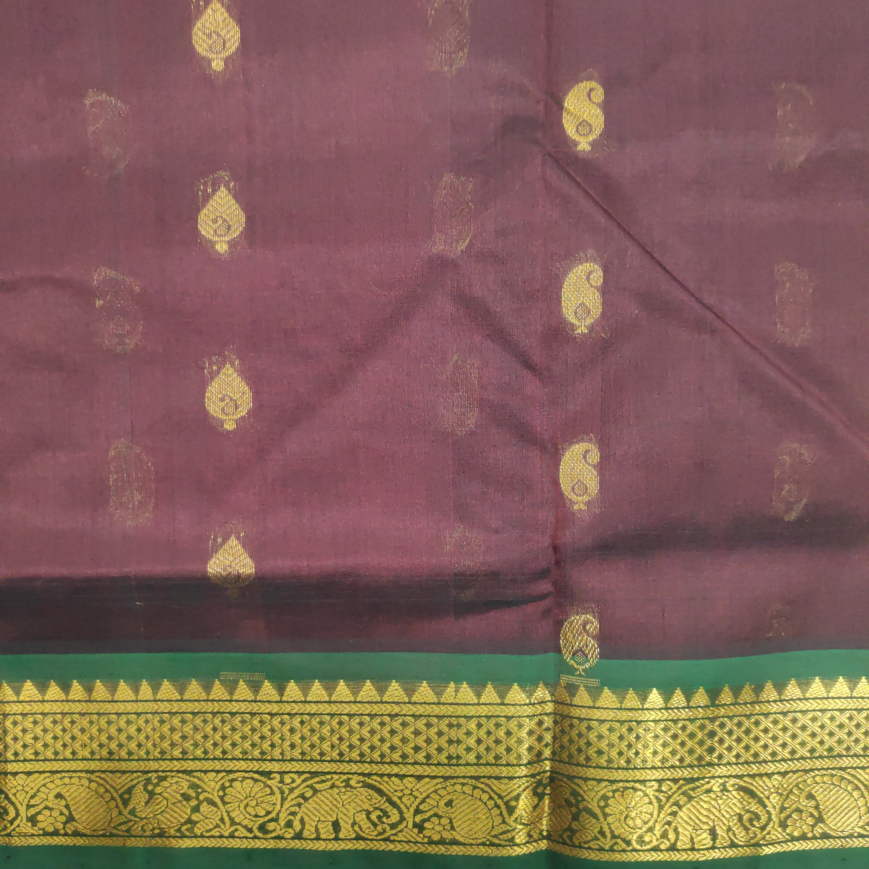Pure silk cotton- Reverse Pallu- Semi Korvai