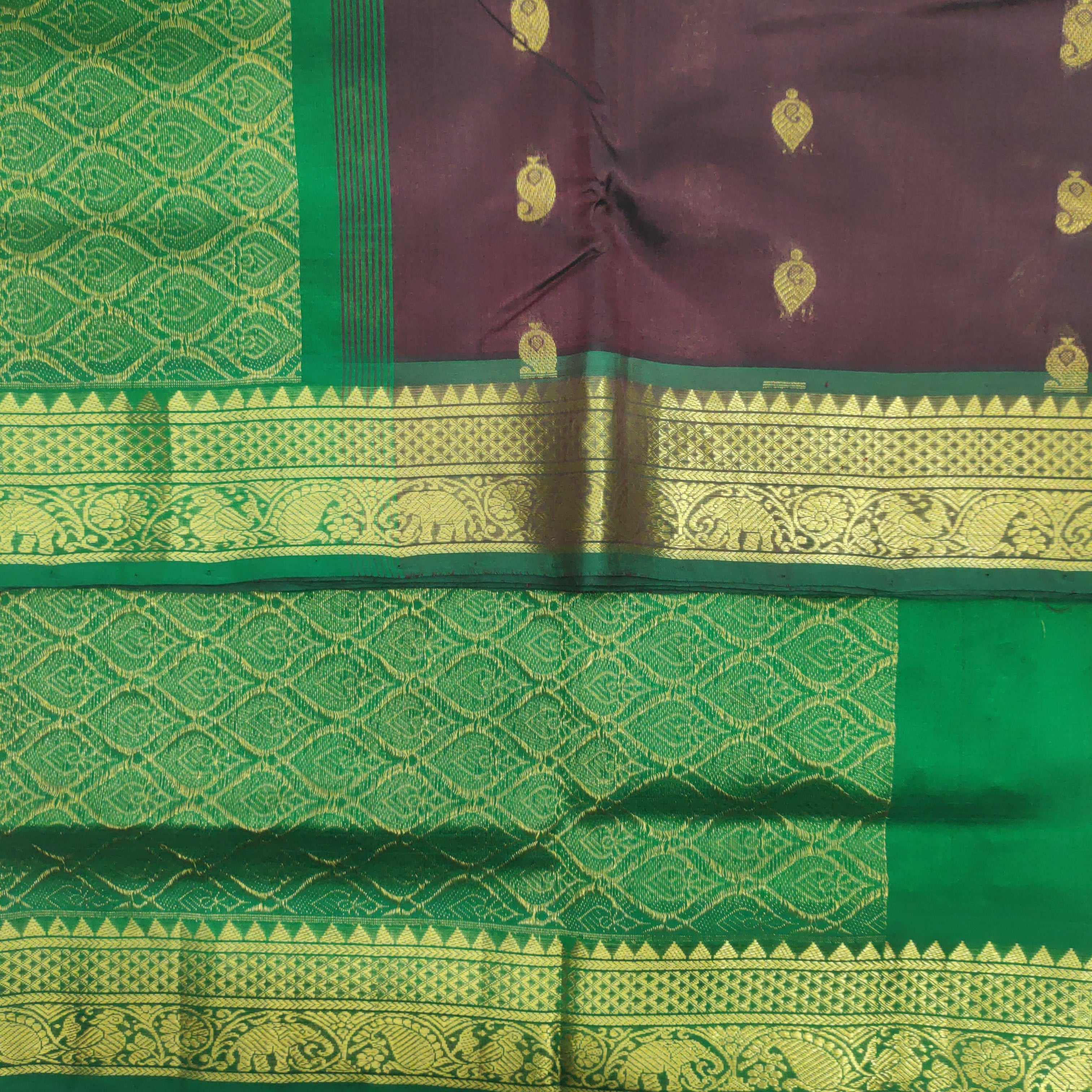 Pure silk cotton- Reverse Pallu- Semi Korvai