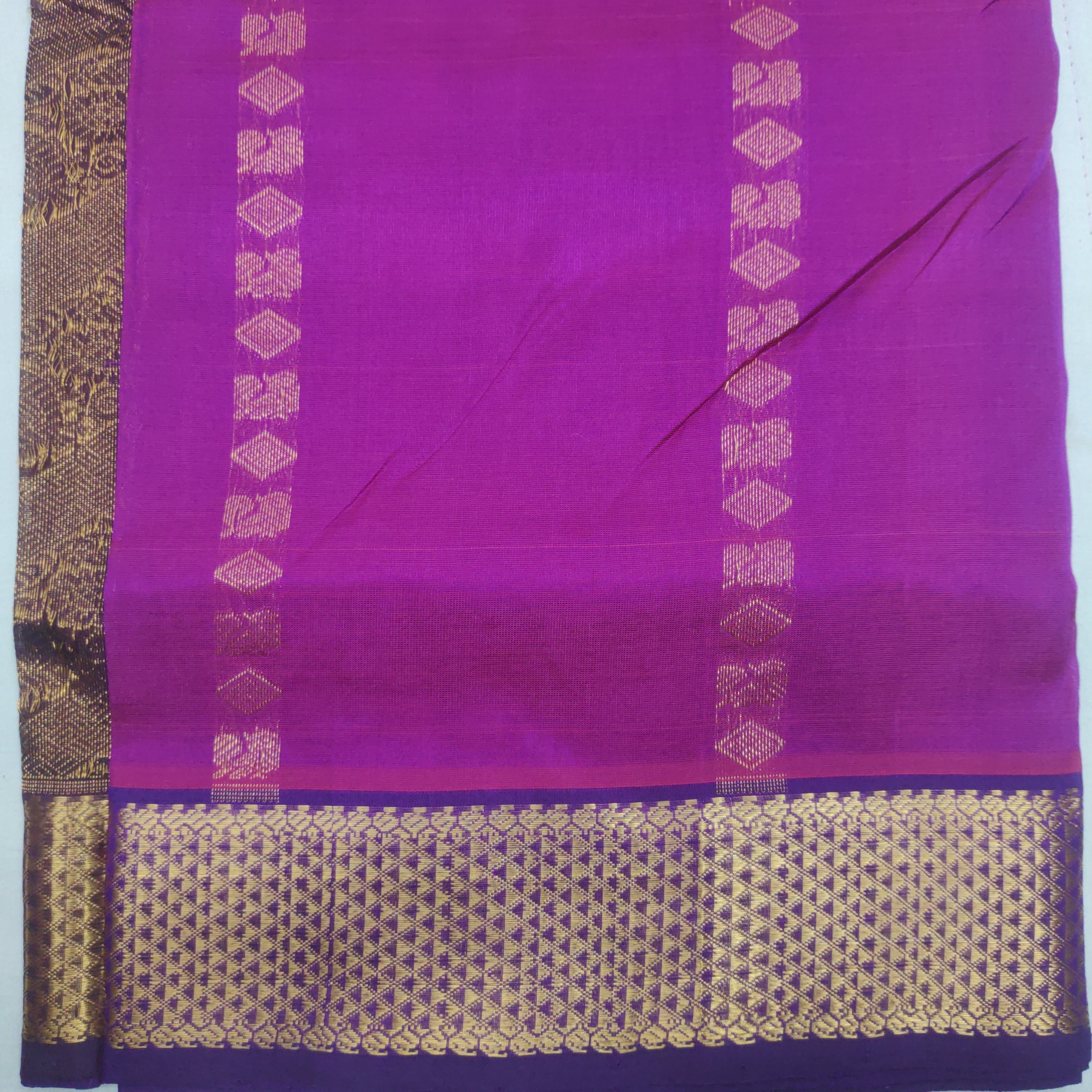 Pure silk cotton- Reverse Pallu- Semi Korvai