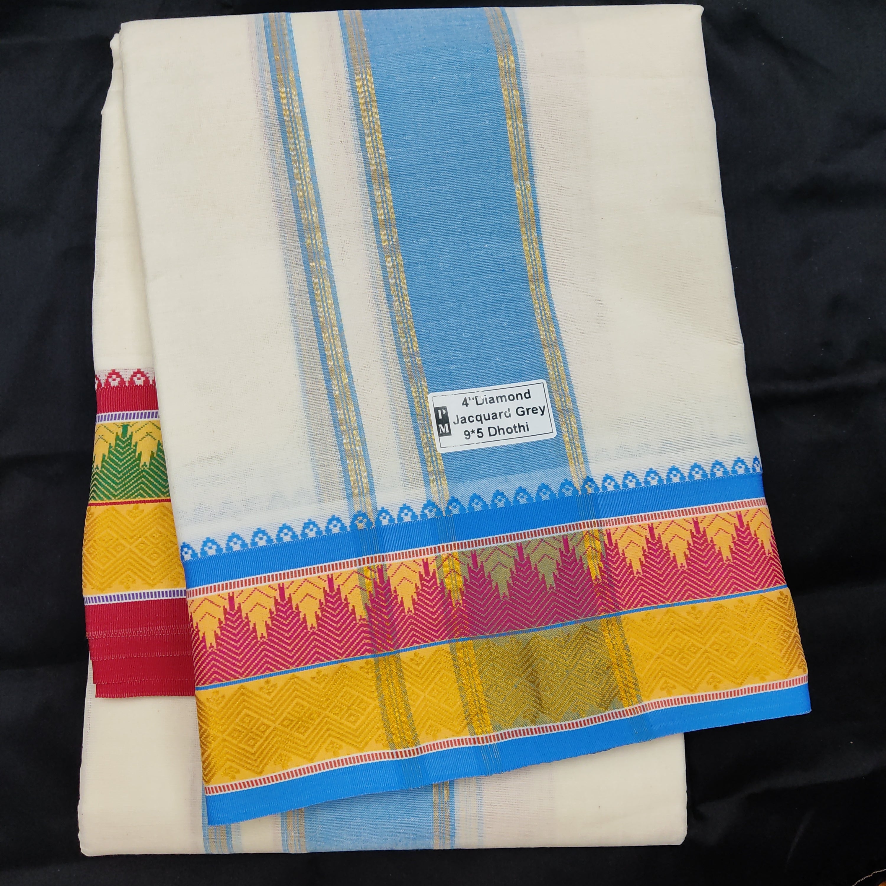 Cotton Dhothi HalfBleached 9*5