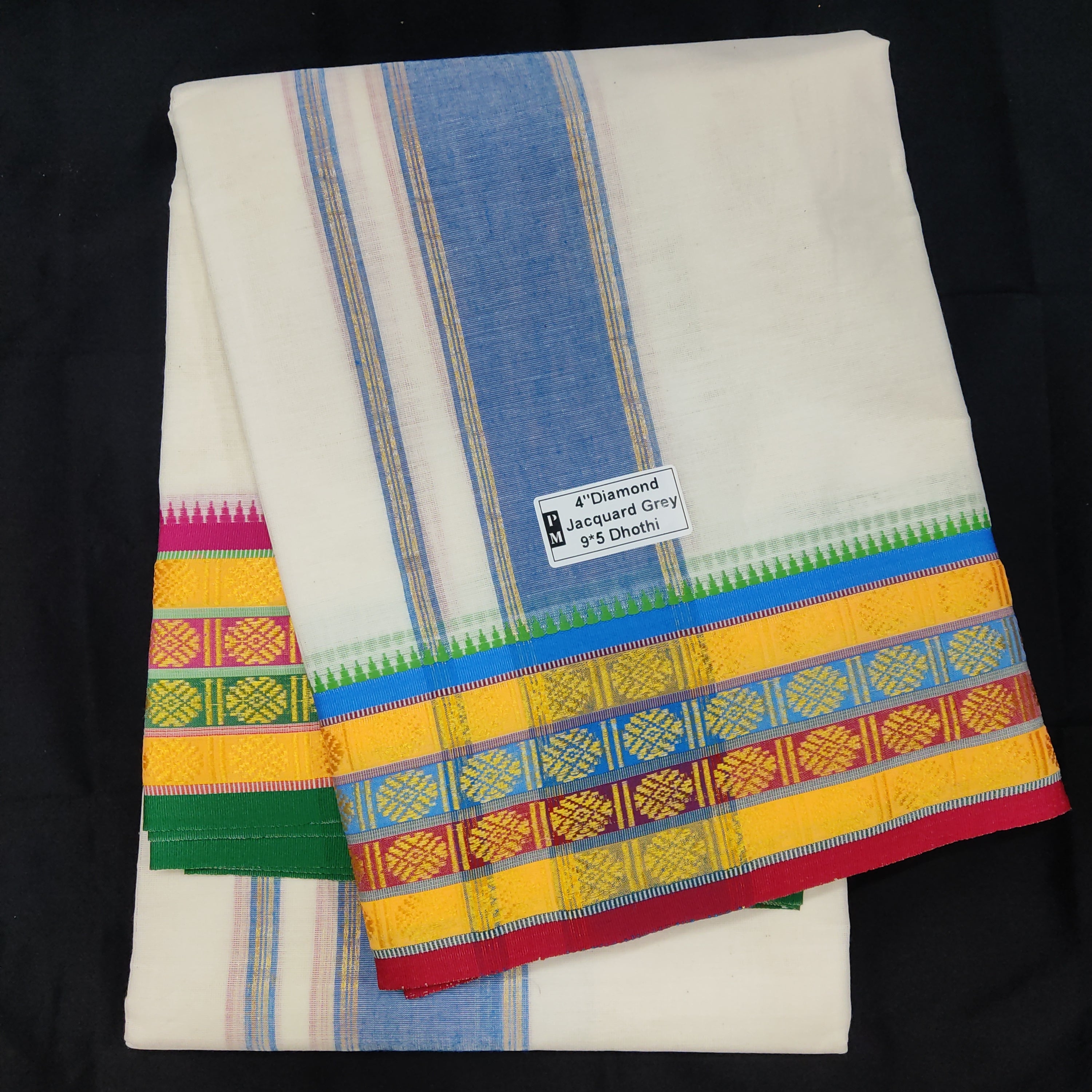 Cotton Dhothi HalfBleached 9*5