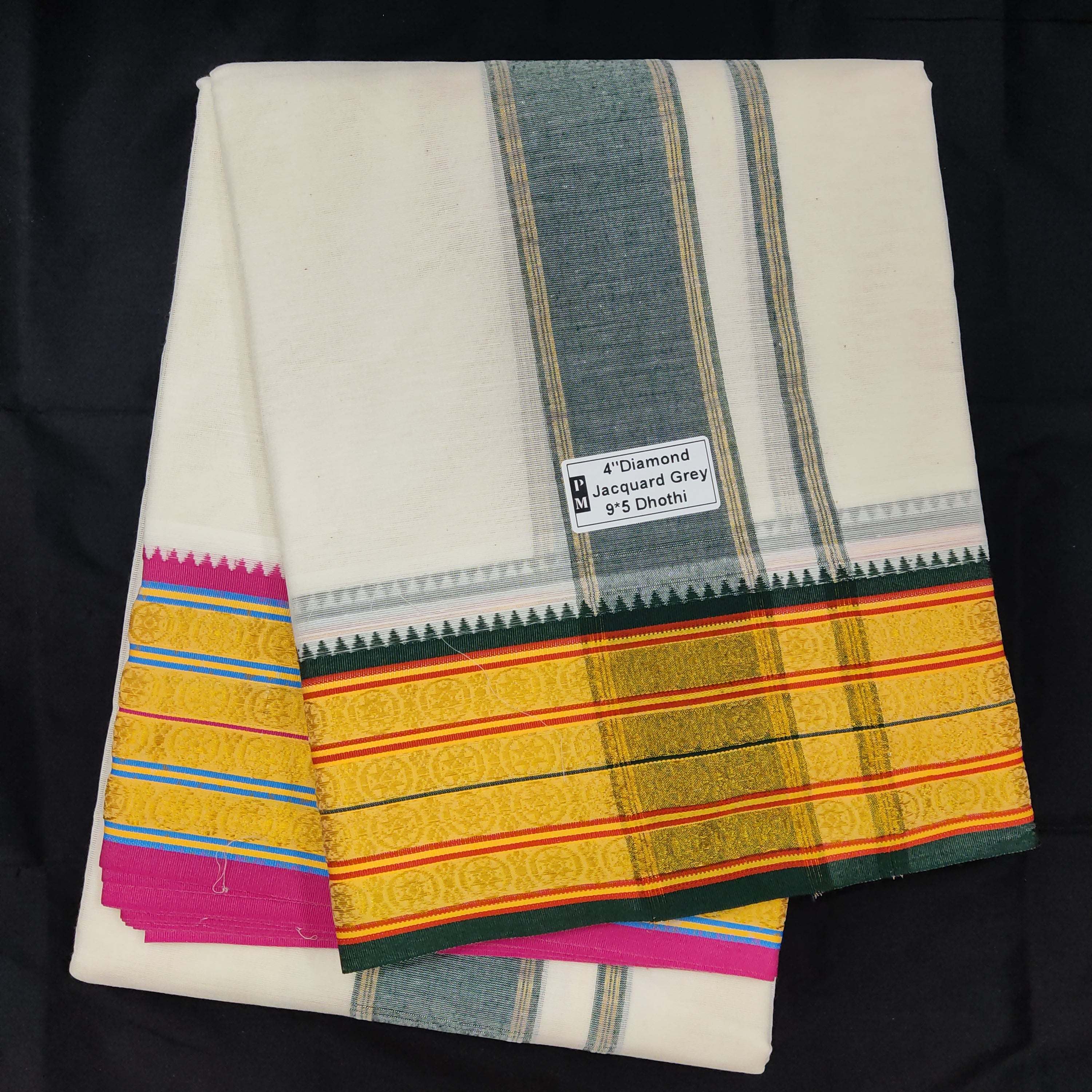 Cotton Dhothi HalfBleached 9*5