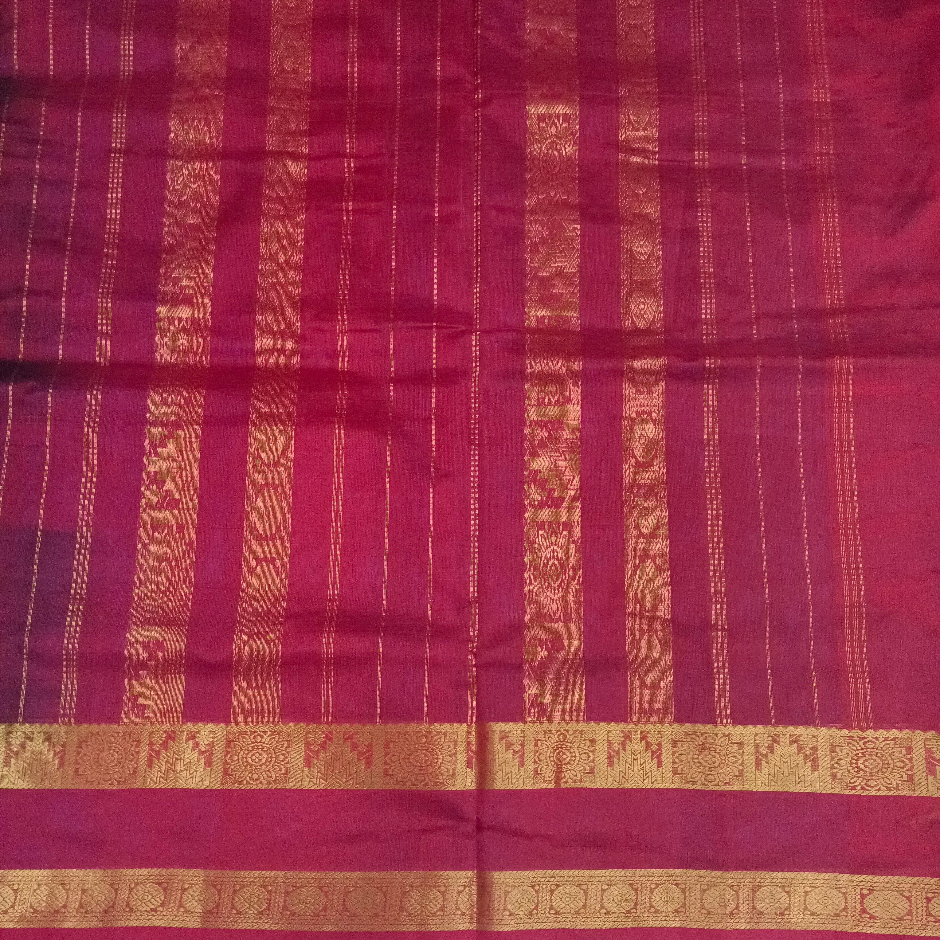 Pure silk cotton, rettai pet with butta-10 yards madisar